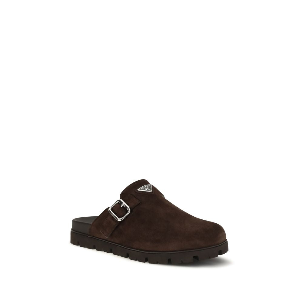 Prada Brown Calf Leather Bos Taurus Mules | Regal Royce