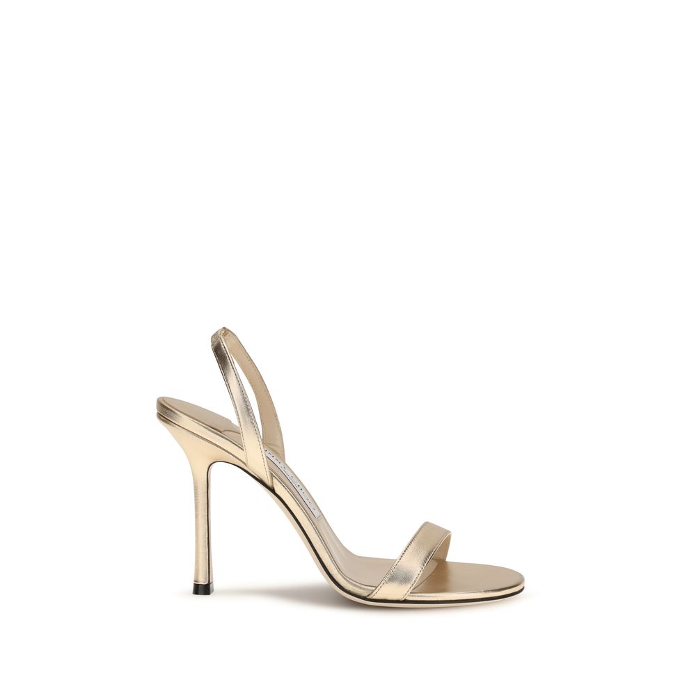 Jimmy Choo Gold Calf Leather Bos Taurus Stiletto Heel Sandals | Regal Royce