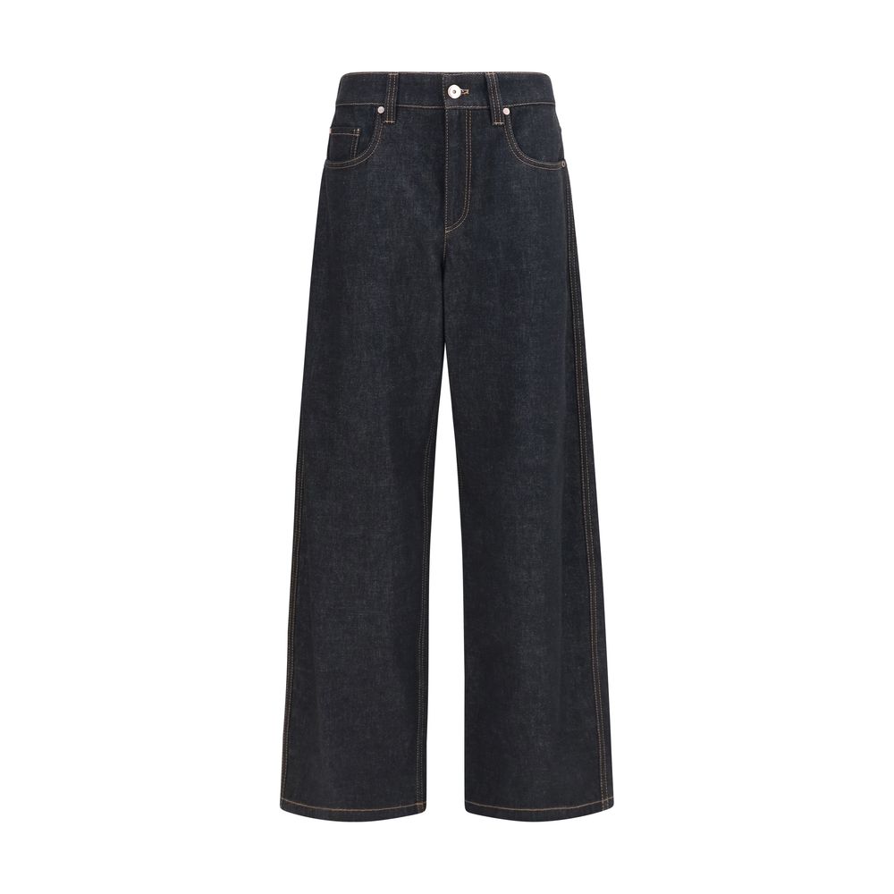 Brunello Cucinelli Blue Cotton Straight-Leg Jeans | Regal Royce
