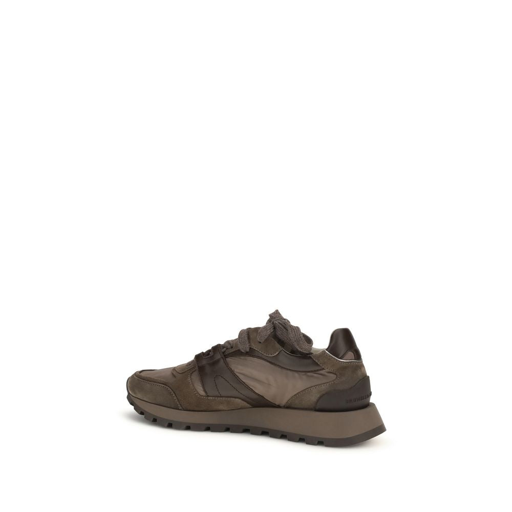 Brunello Cucinelli Brown Calf Leather Bos Taurus Athletic Sneakers | Regal Royce