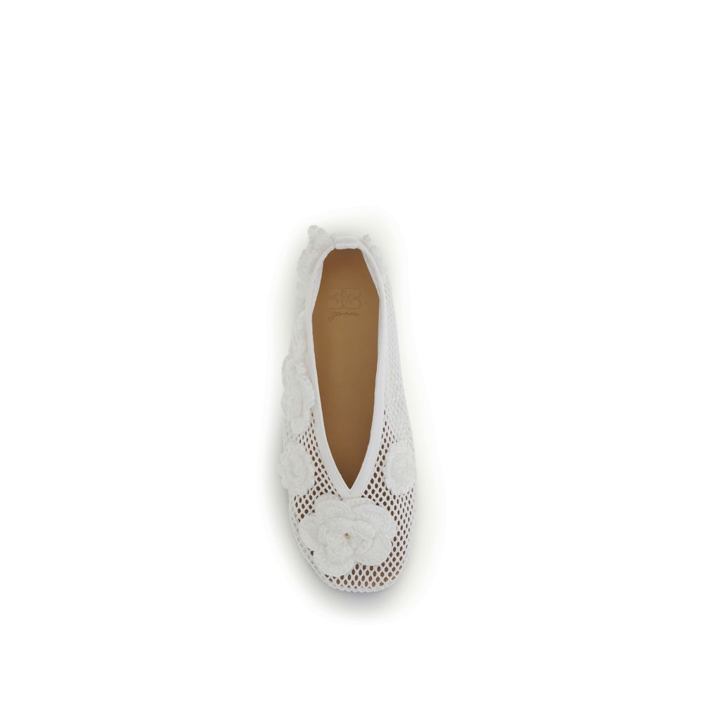 Ganni White Polyethylene Ballet Flats | Regal Royce