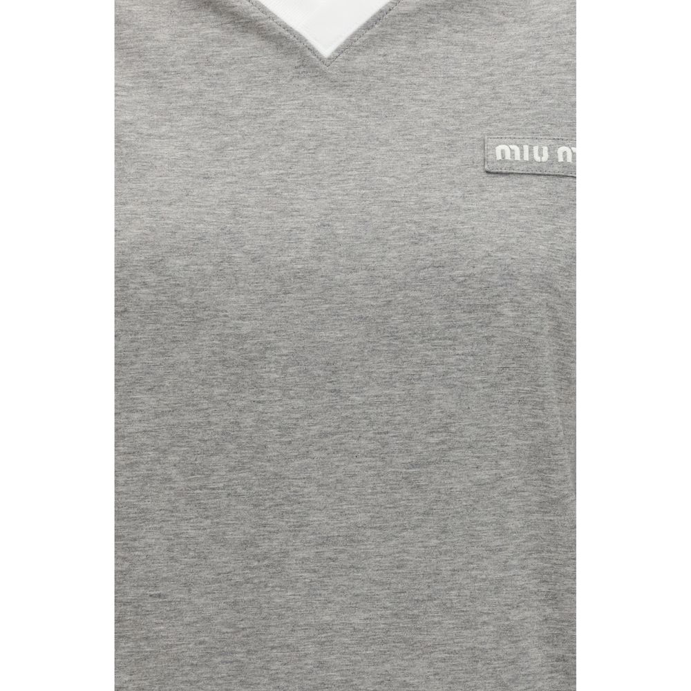 Miu Miu Gray Cotton Long Sleeve T-Shirt | Regal Royce