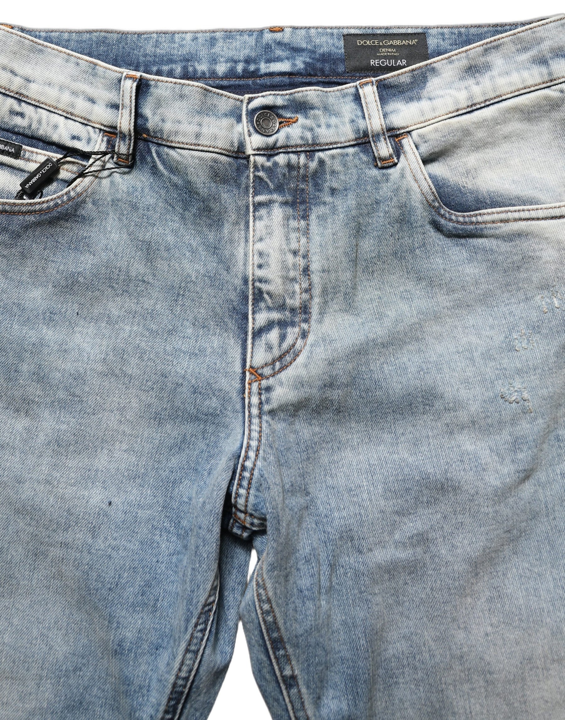 Dolce & Gabbana Blue Washed Mid Waist Straight Men Denim Jeans | Regal Royce