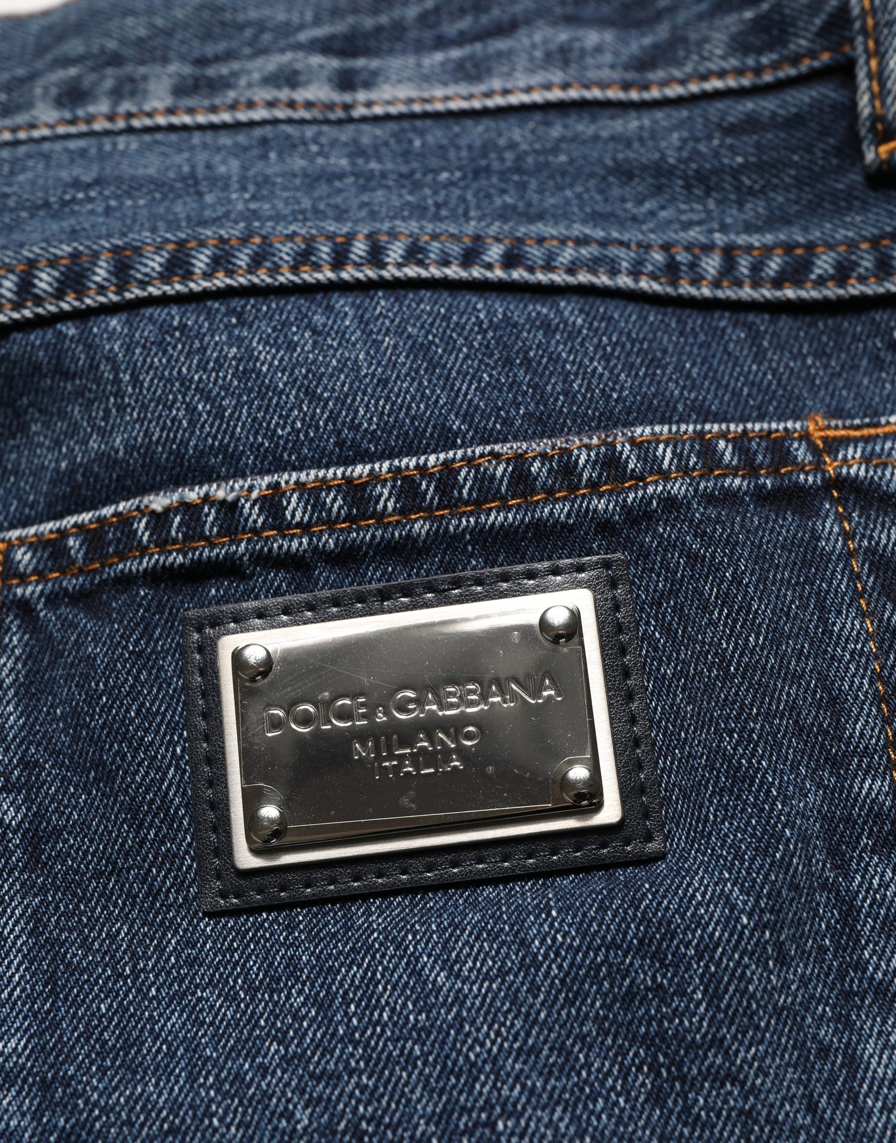 Dolce & Gabbana Dark Blue Washed MidWaist Straight Denim Jeans | Regal Royce