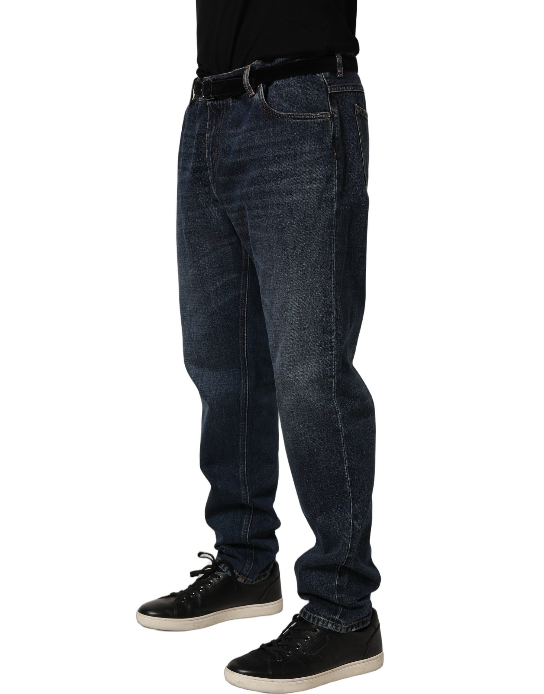 Dolce & Gabbana Dark Blue Washed MidWaist Straight Denim Jeans | Regal Royce