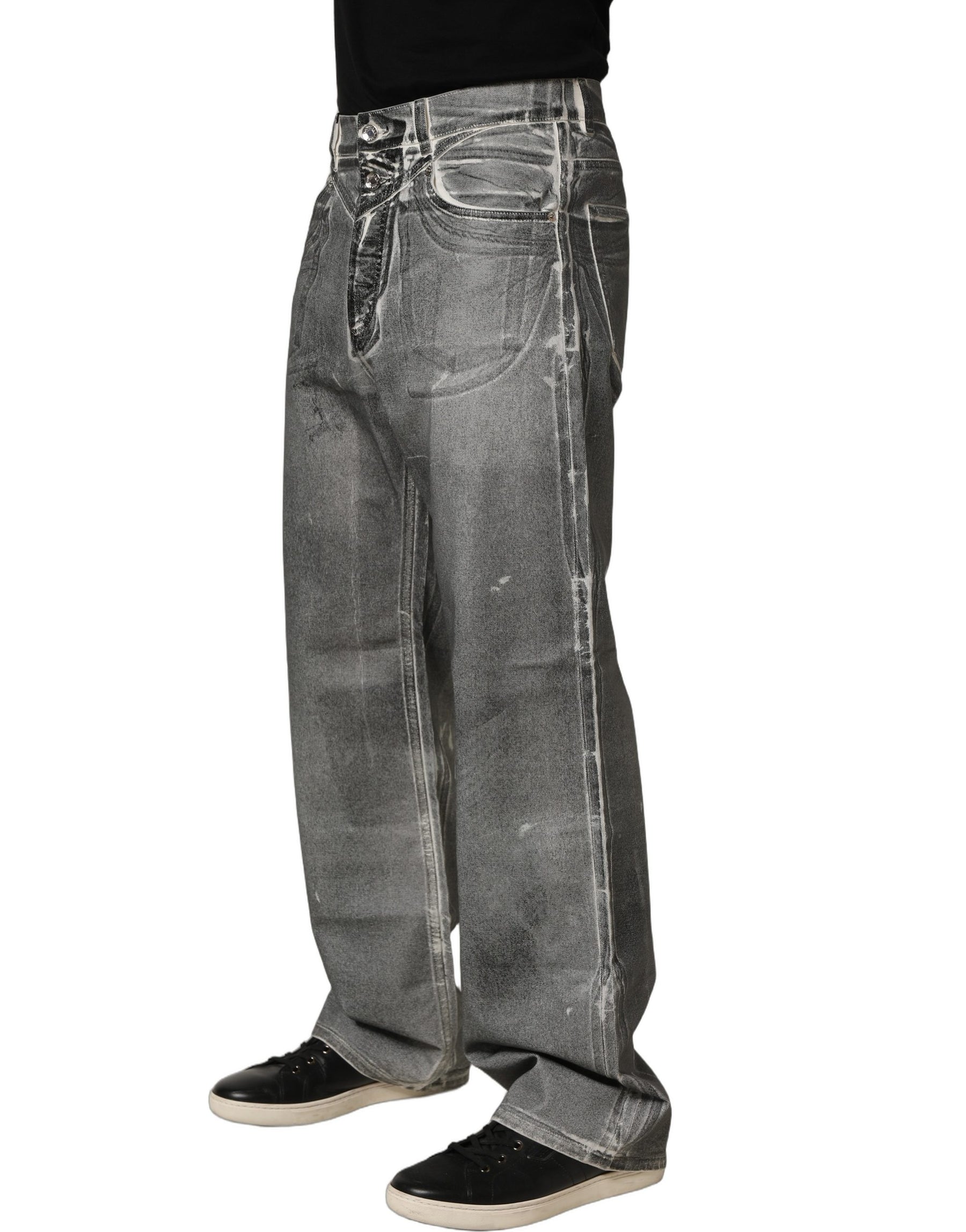Dolce & Gabbana Grey Washed Mid Waist Straight Denim Jeans | Regal Royce