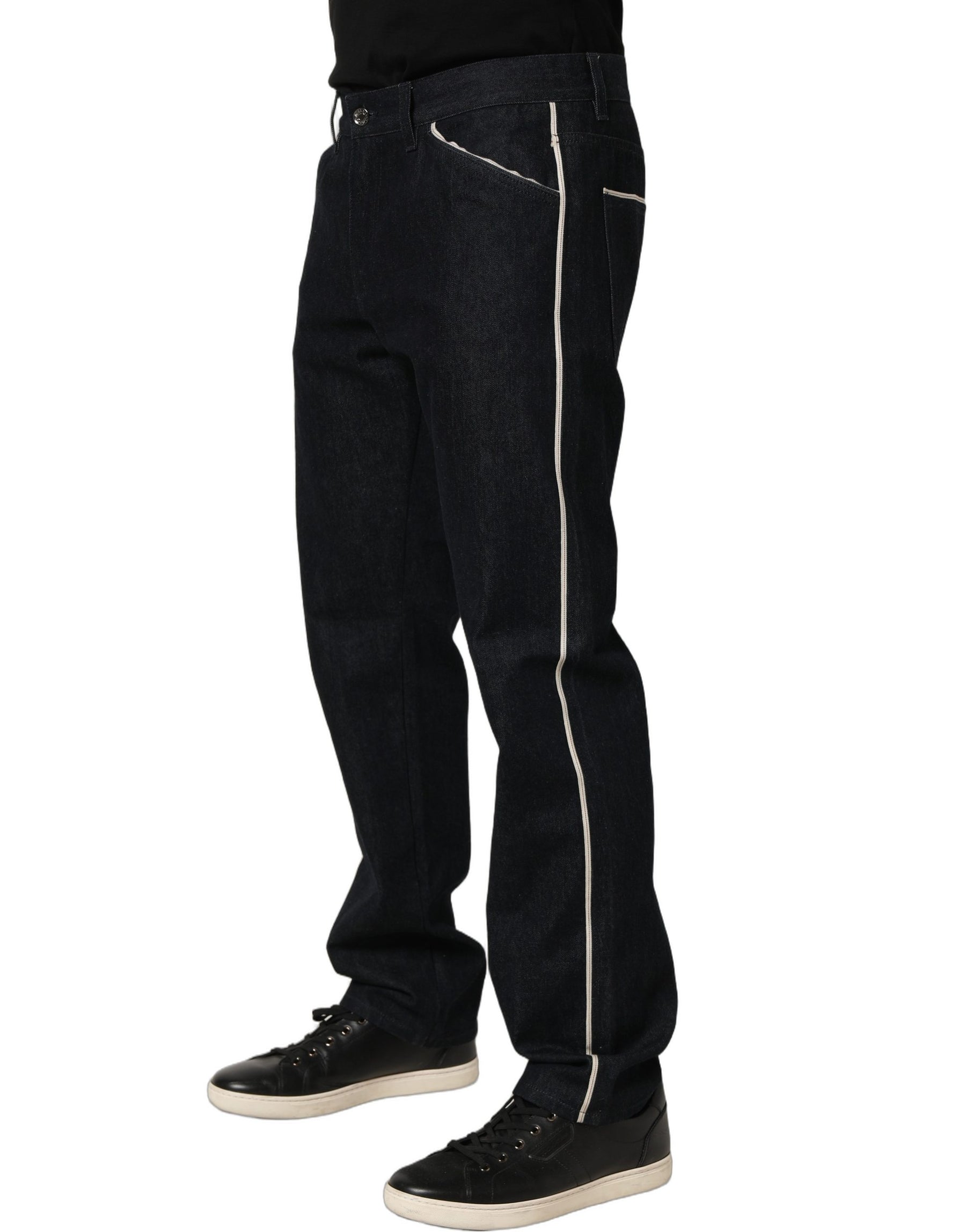 Dolce & Gabbana Black Cotton Mid Waist Classic Men Denim Jeans | Regal Royce