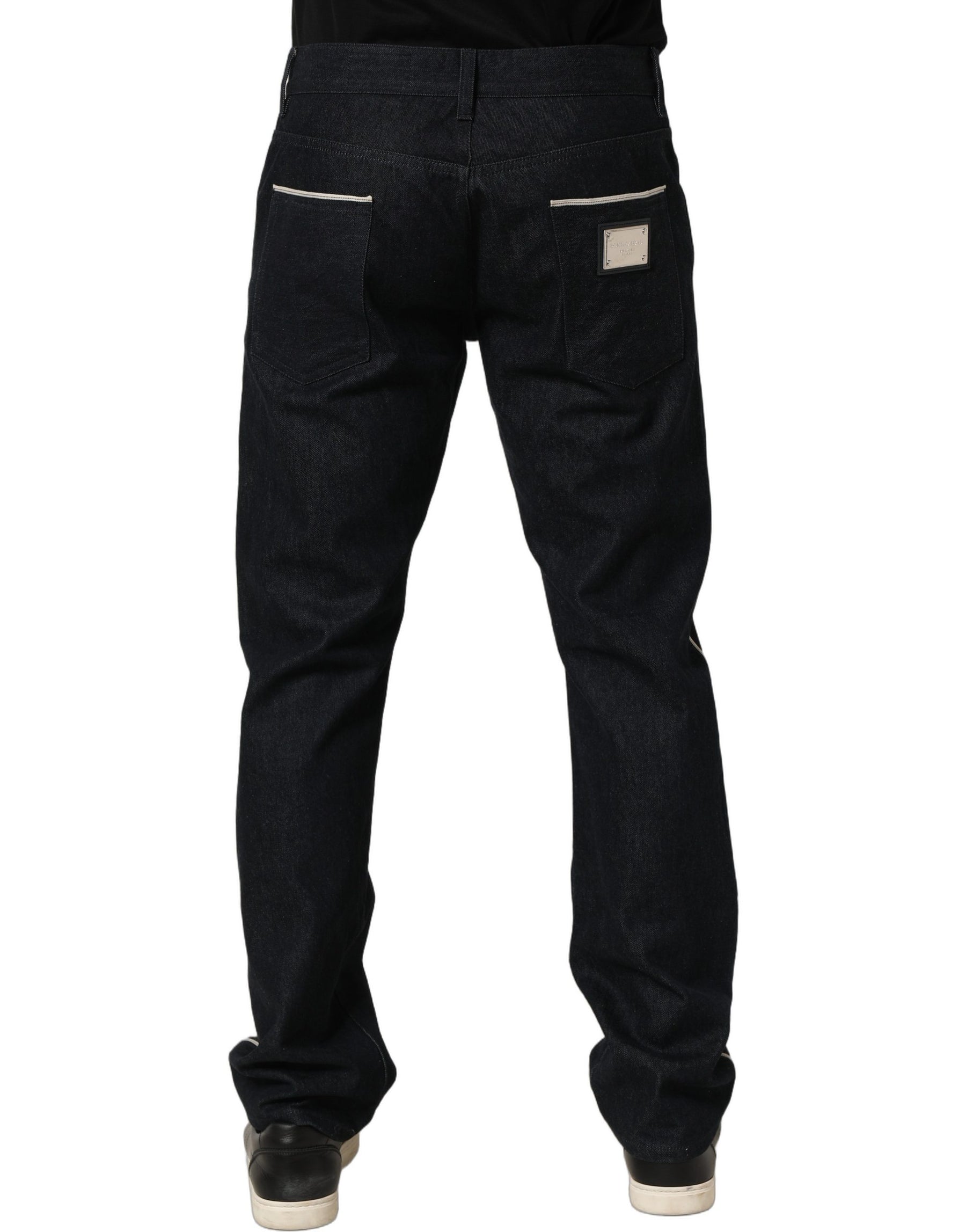 Dolce & Gabbana Black Cotton Mid Waist Classic Men Denim Jeans | Regal Royce