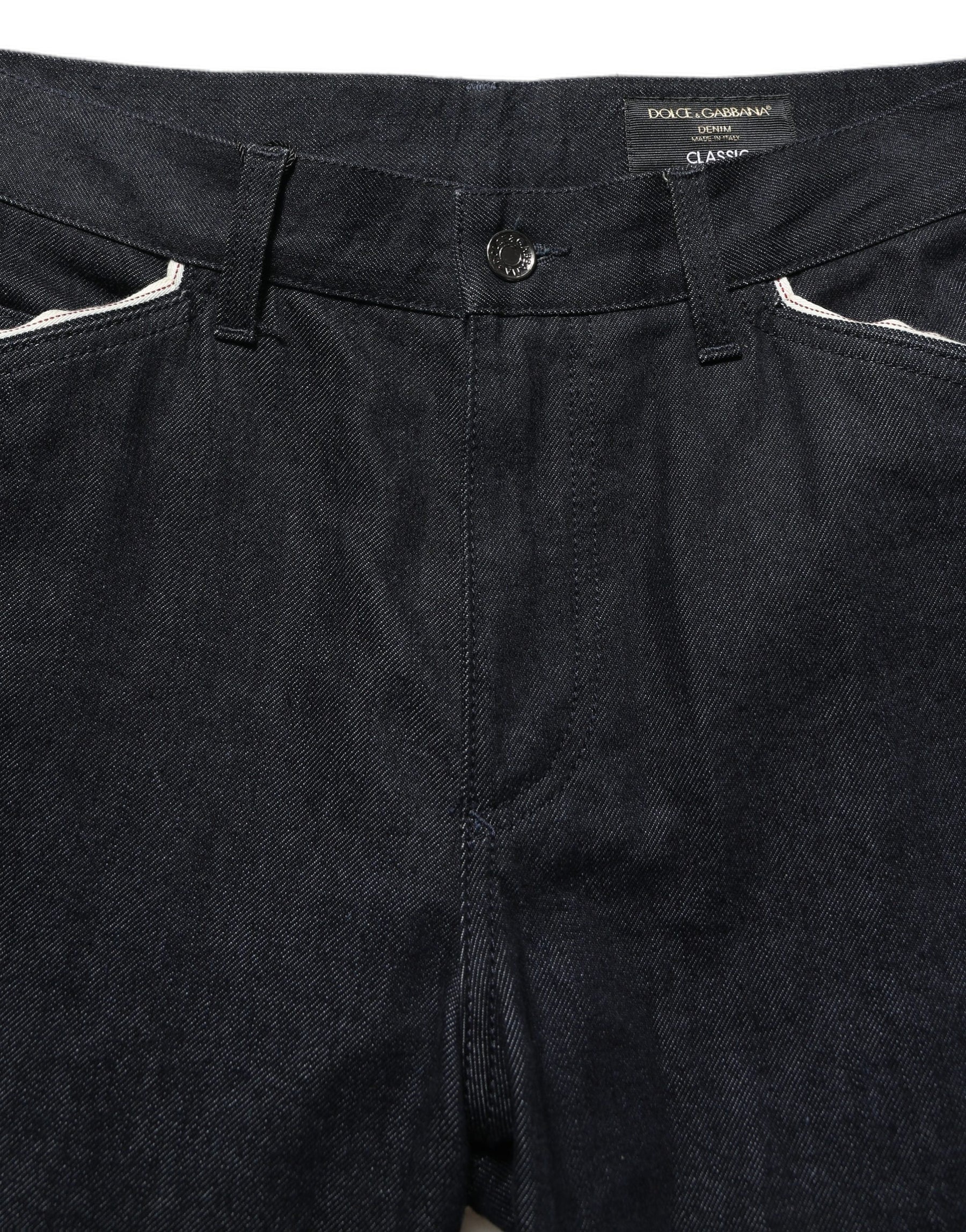 Dolce & Gabbana Black Cotton Mid Waist Classic Men Denim Jeans | Regal Royce