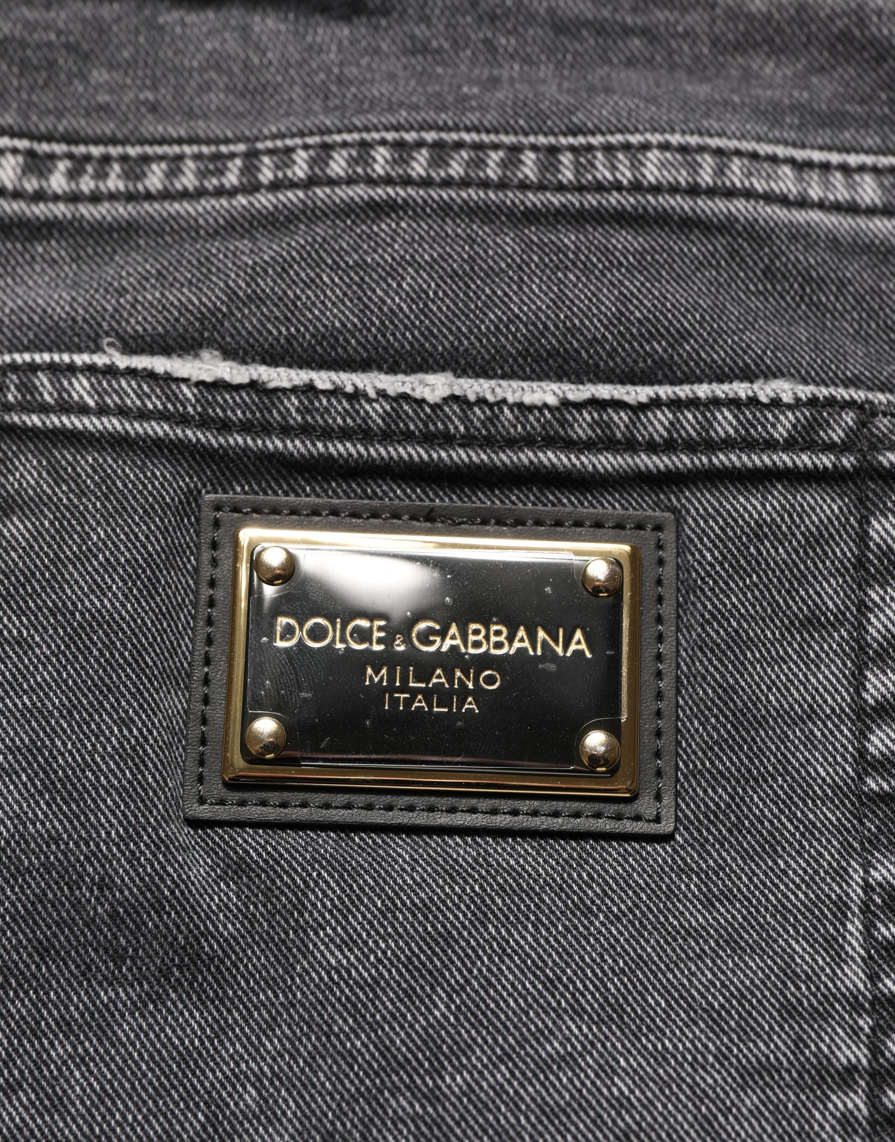 Dolce & Gabbana Dark Grey Distressed Mid Waist Denim Jeans | Regal Royce