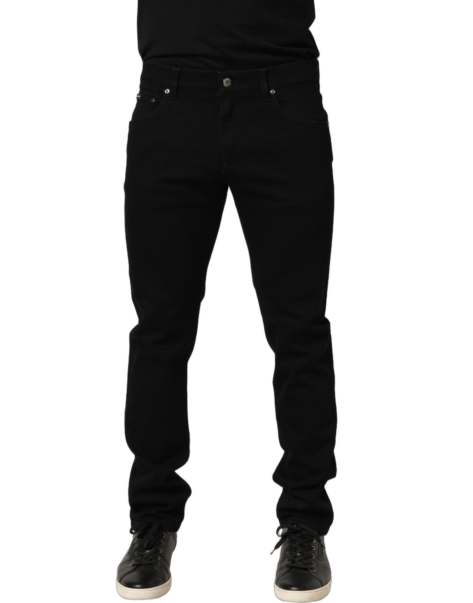 Dolce & Gabbana Black Heraldic Embroidered Skinny Denim Jeans | Regal Royce
