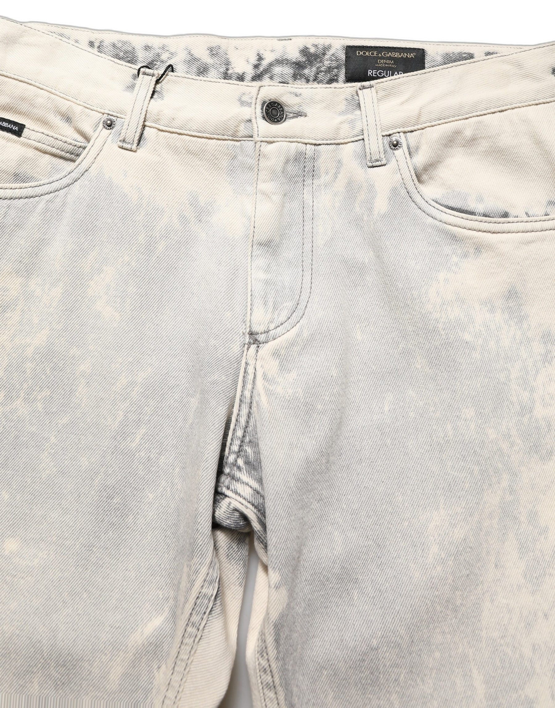 Dolce & Gabbana Beige Tie Dye Cotton Straight Men Denim Jeans | Regal Royce