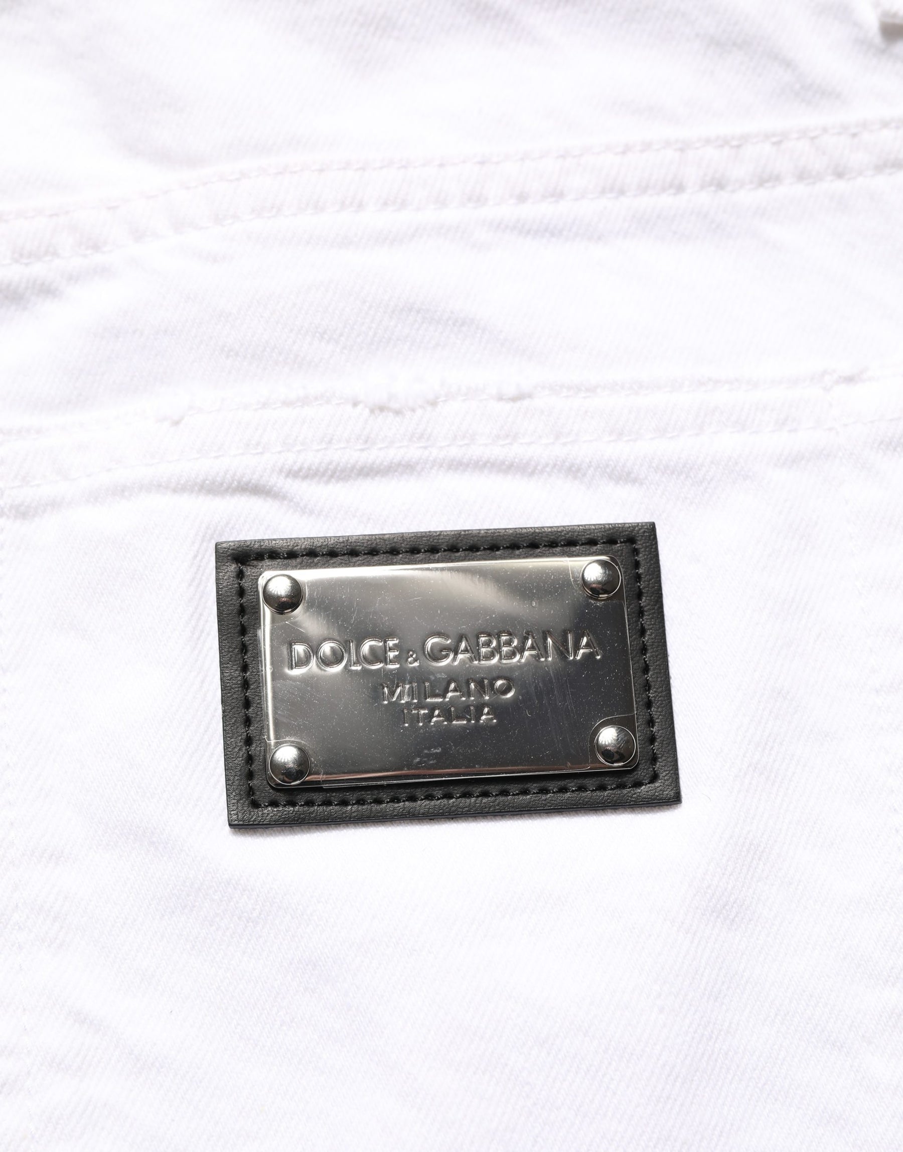 Dolce & Gabbana White Cotton Ripped Slim Fit Men Denim Jeans | Regal Royce