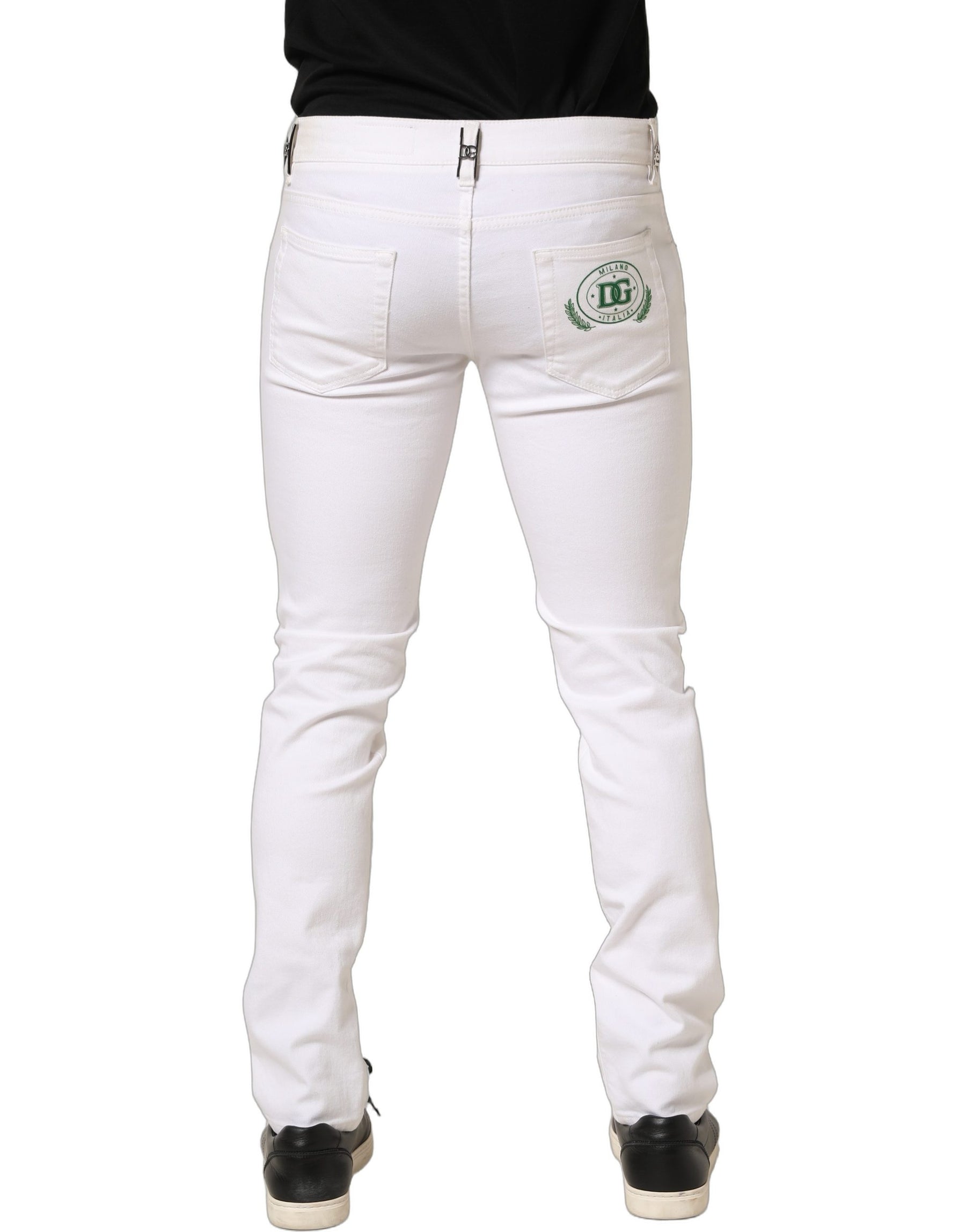 Dolce & Gabbana White Cotton Skinny Mid Waist Denim Jeans | Regal Royce