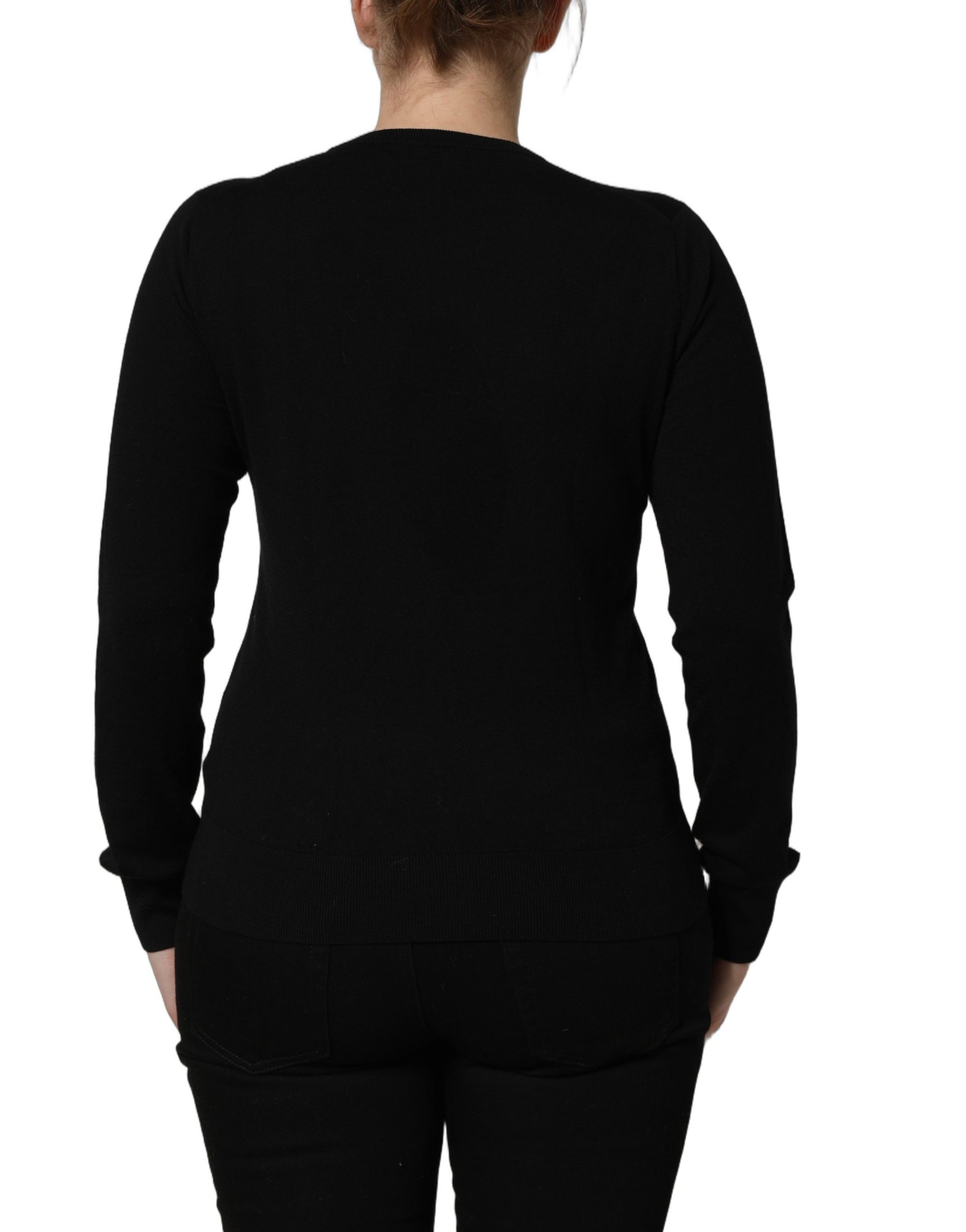 Dolce & Gabbana Black Angels Wool Crew Neck Pullover Sweater | Regal Royce