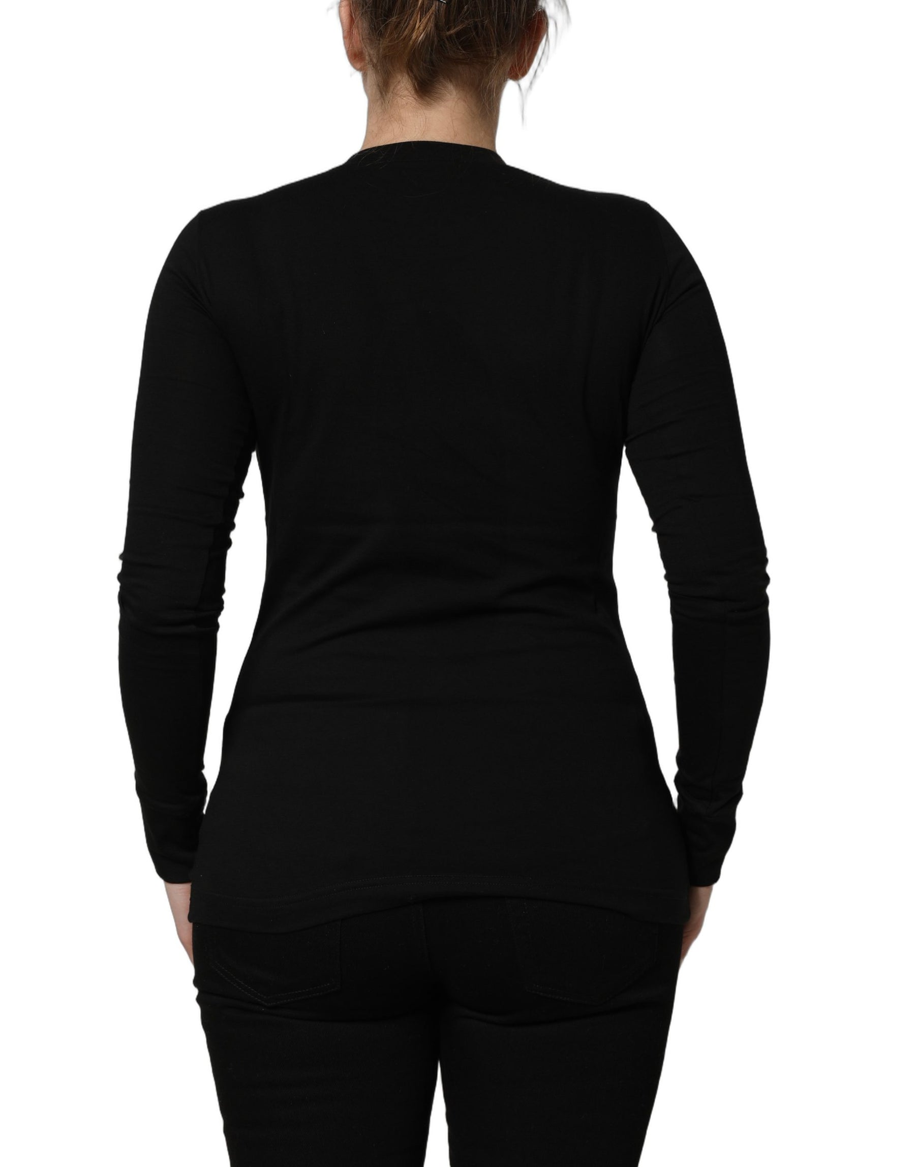Dolce & Gabbana Black Long Sleeves Crew Neck Pullover Sweater | Regal Royce