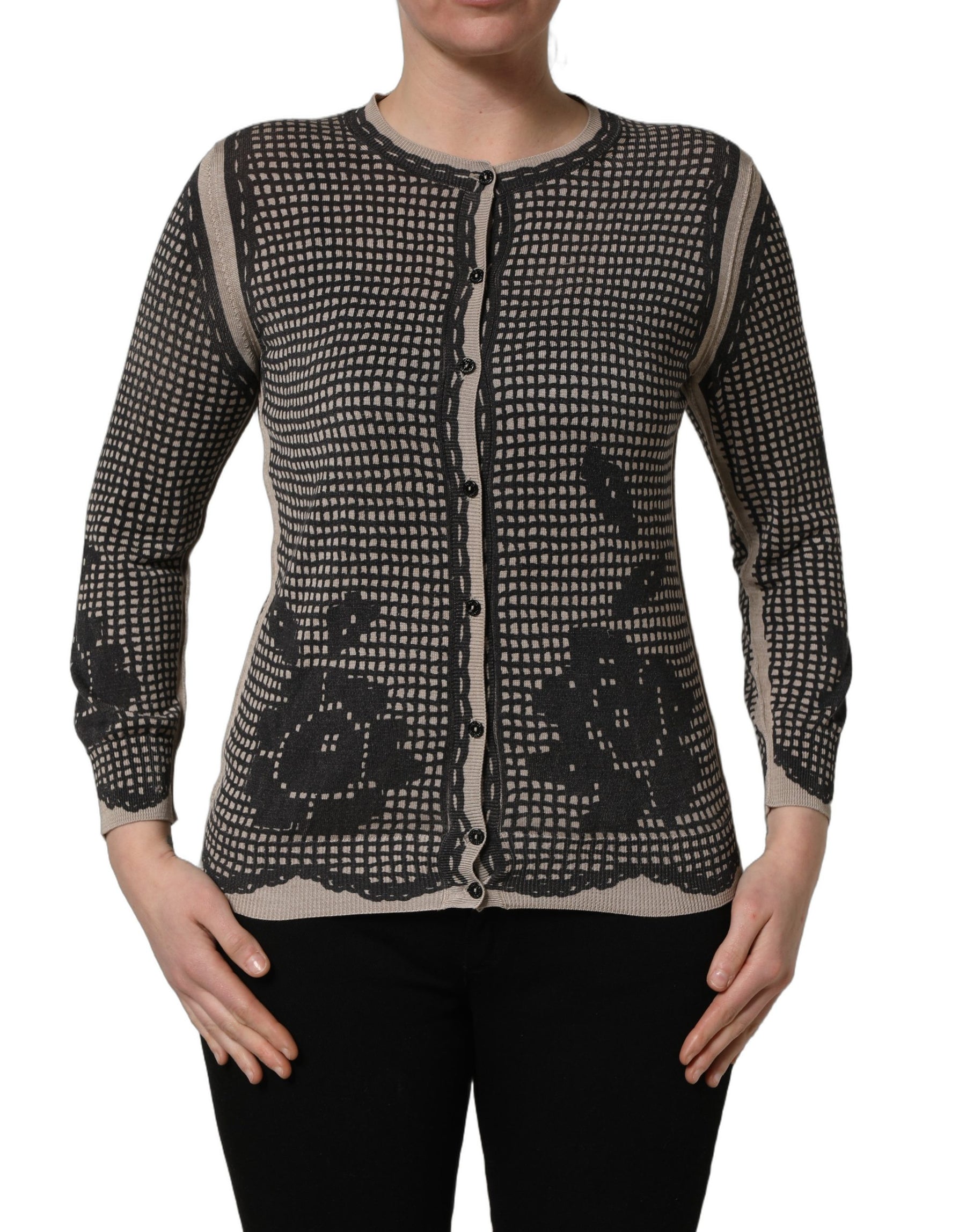 Dolce & Gabbana Black Floral Lace ButtonDownCardigan Sweater | Regal Royce