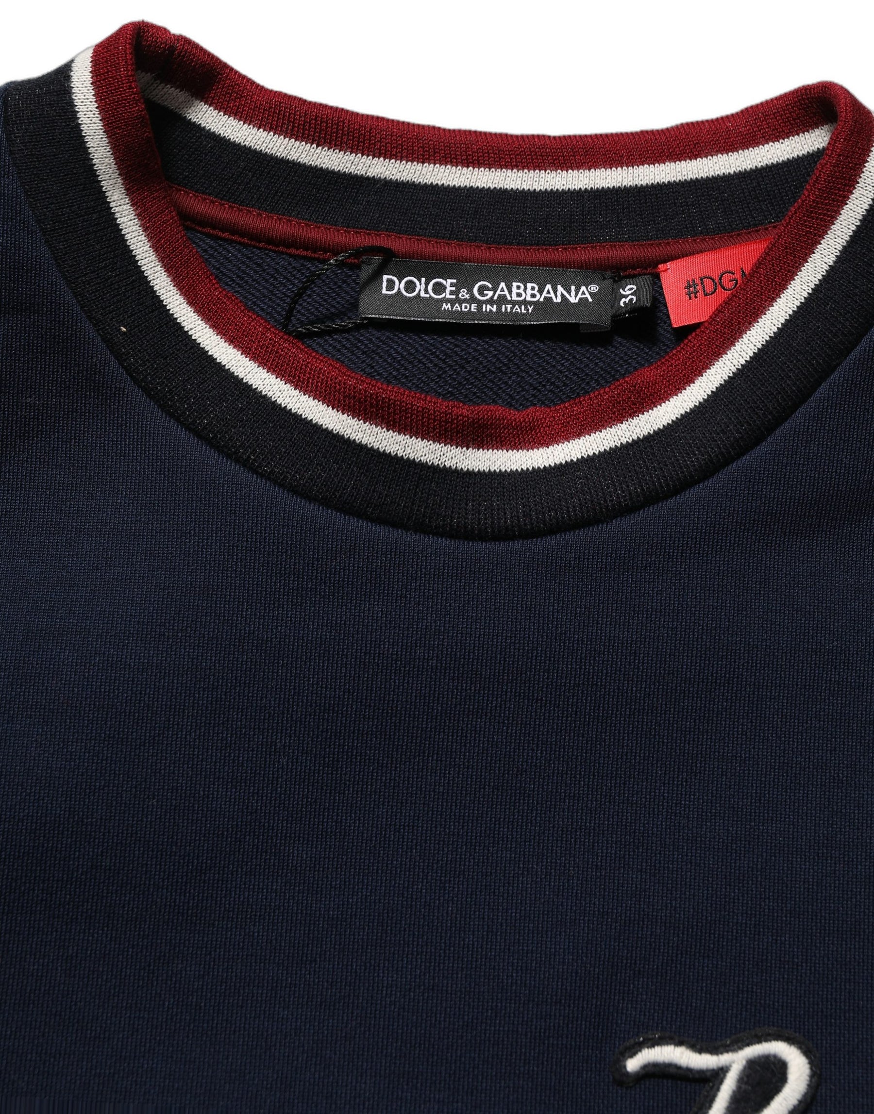 Dolce & Gabbana Blue Red Paneled 'Royals' Patch Sweatshirt Sweater | Regal Royce