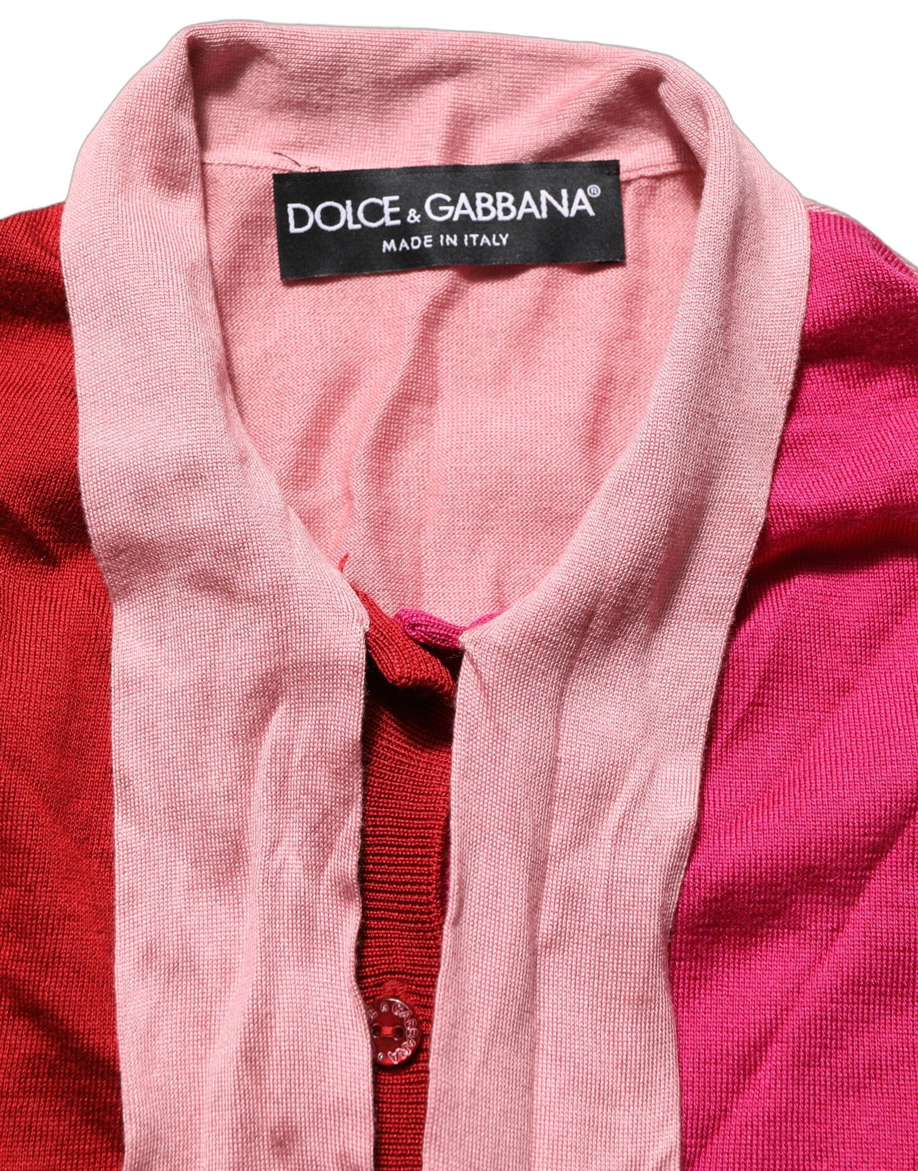 Dolce & Gabbana Pink Short Sleeves Buttoned Ascot Collar Top | Regal Royce
