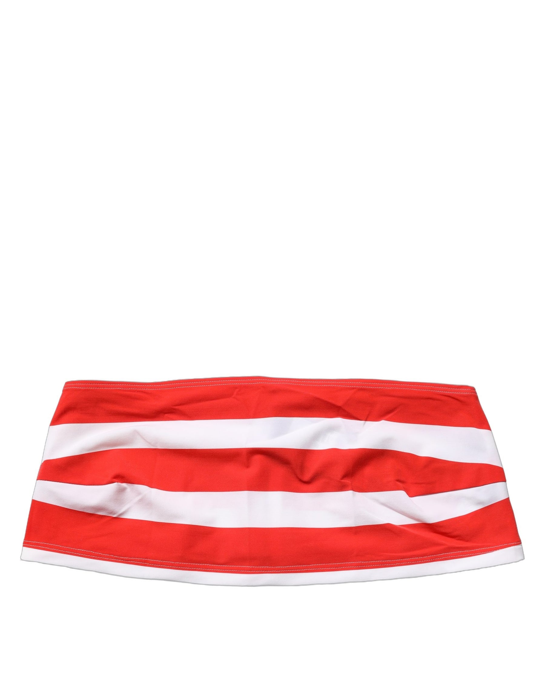 Dolce & Gabbana White Red Nylon Striped Ribbed Tube Crop Top | Regal Royce