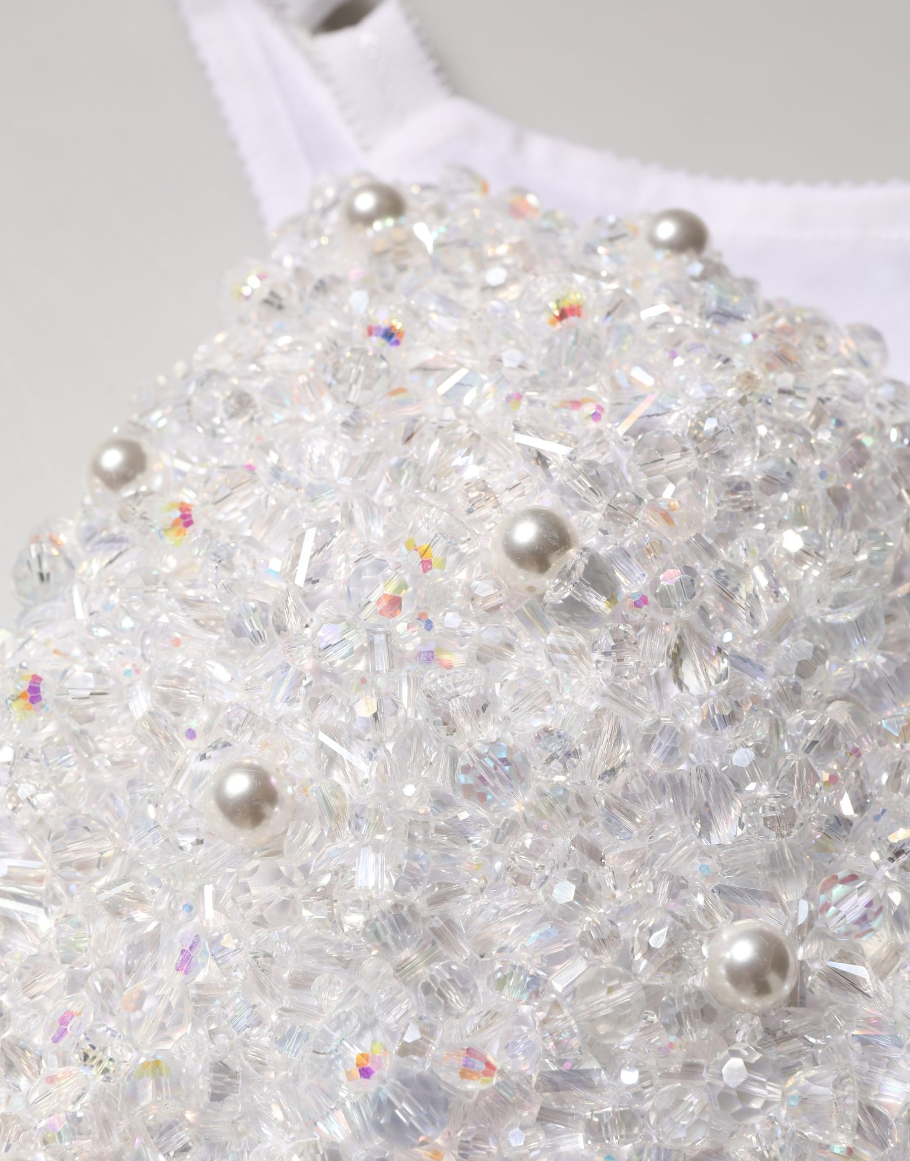 Dolce & Gabbana White Pearls Beaded Corset Bustier Crop Top | Regal Royce