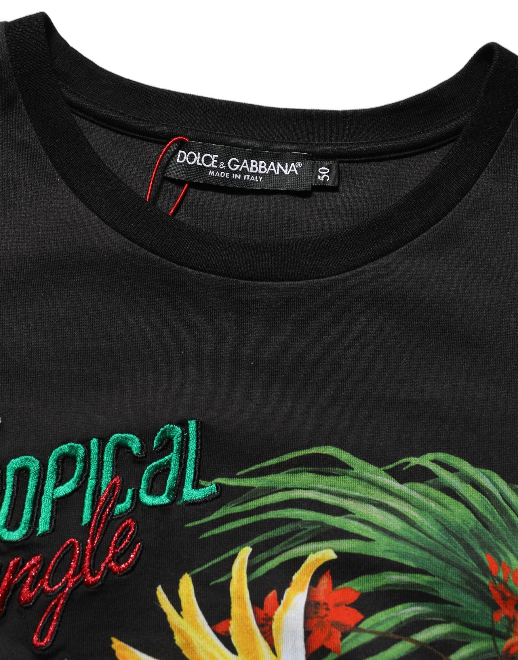 Dolce & Gabbana Black Tropical Jungle Round Neck T-shirt | Regal Royce