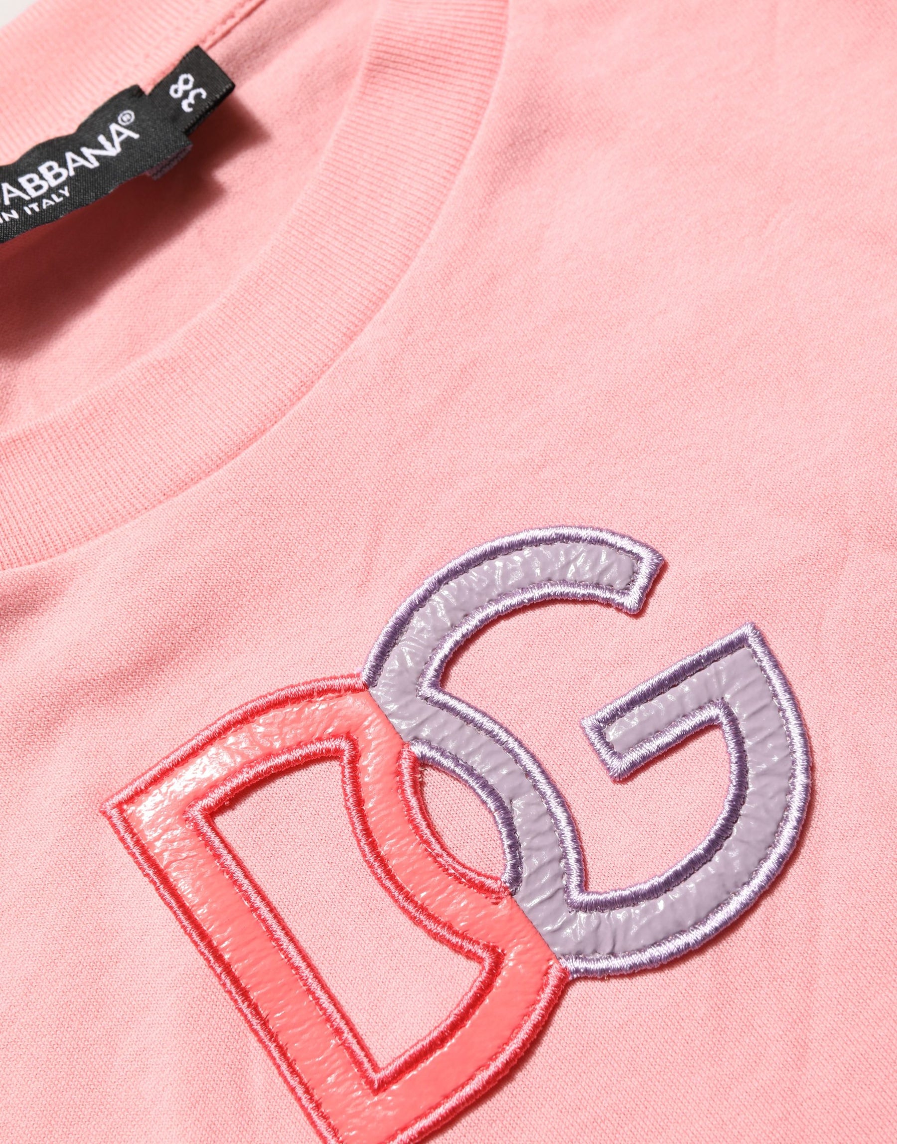Dolce & Gabbana Pink Cotton DG Logo Round Neck Tank T-shirt | Regal Royce