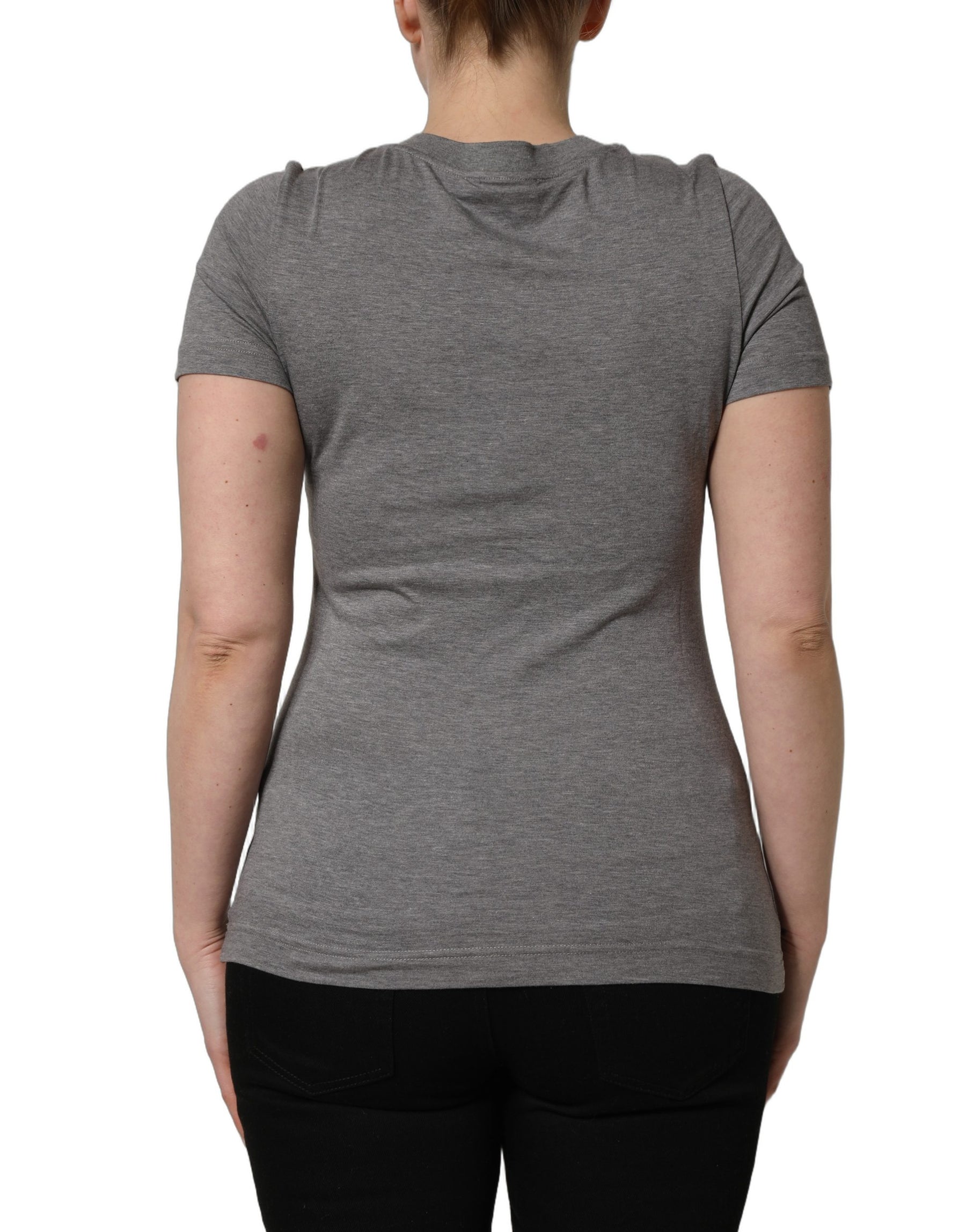 Dolce & Gabbana Gray Logo Embroidery Short Sleeve T-shirt | Regal Royce