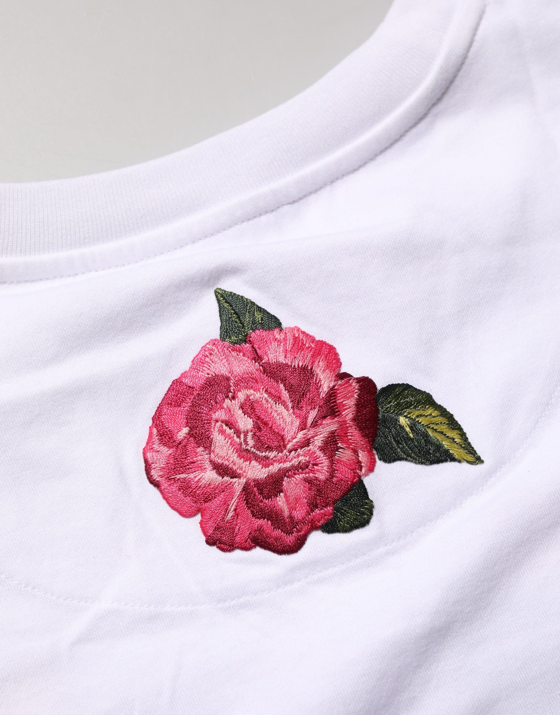Dolce & Gabbana White DG Floral Cotton Jersey Crop T-shirt | Regal Royce