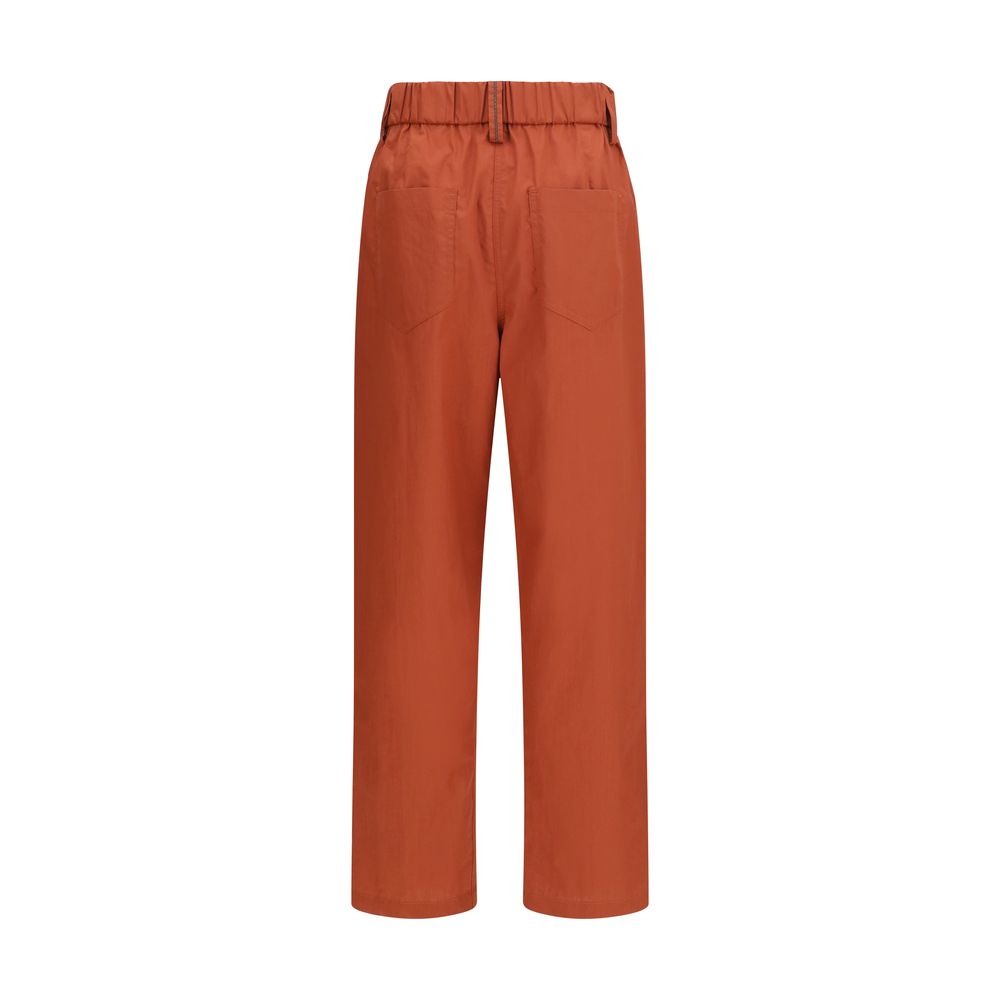 Brunello Cucinelli Orange Cotton Casual Pants | Regal Royce