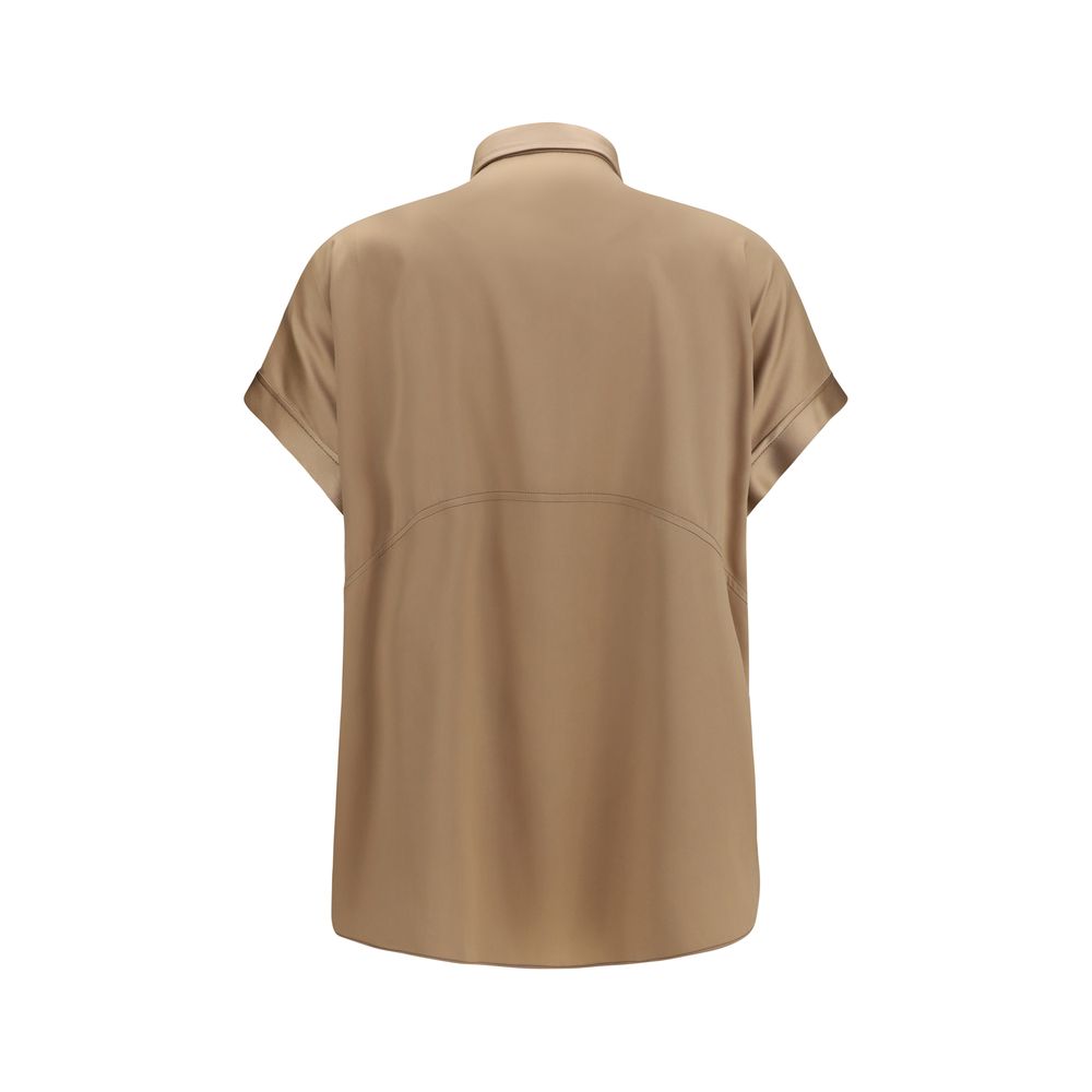 Brunello Cucinelli Beige Silk Shortsleeve Shirt | Regal Royce