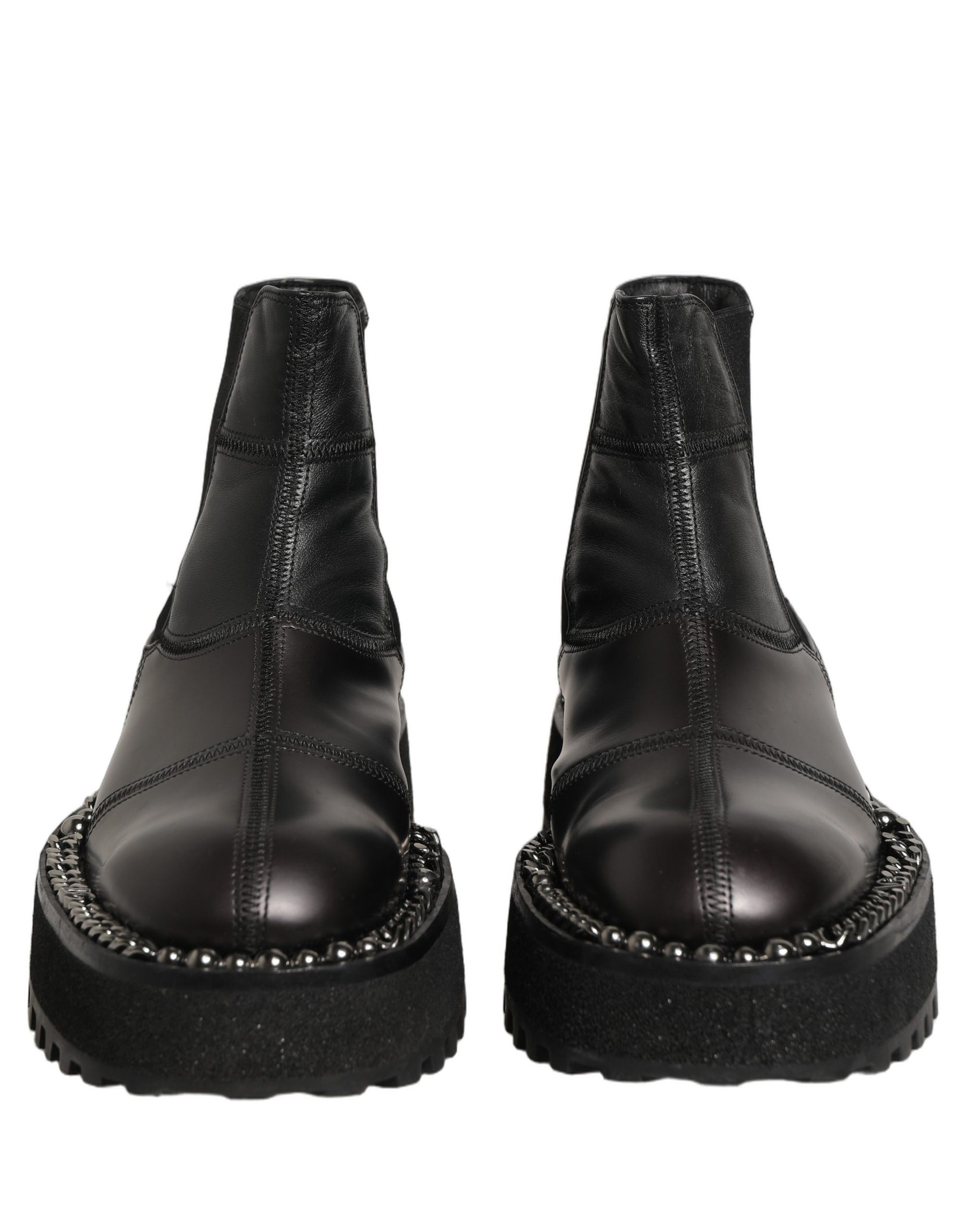 Dolce & Gabbana Black Leather Slip On Chelsea Boots Shoes | Regal Royce