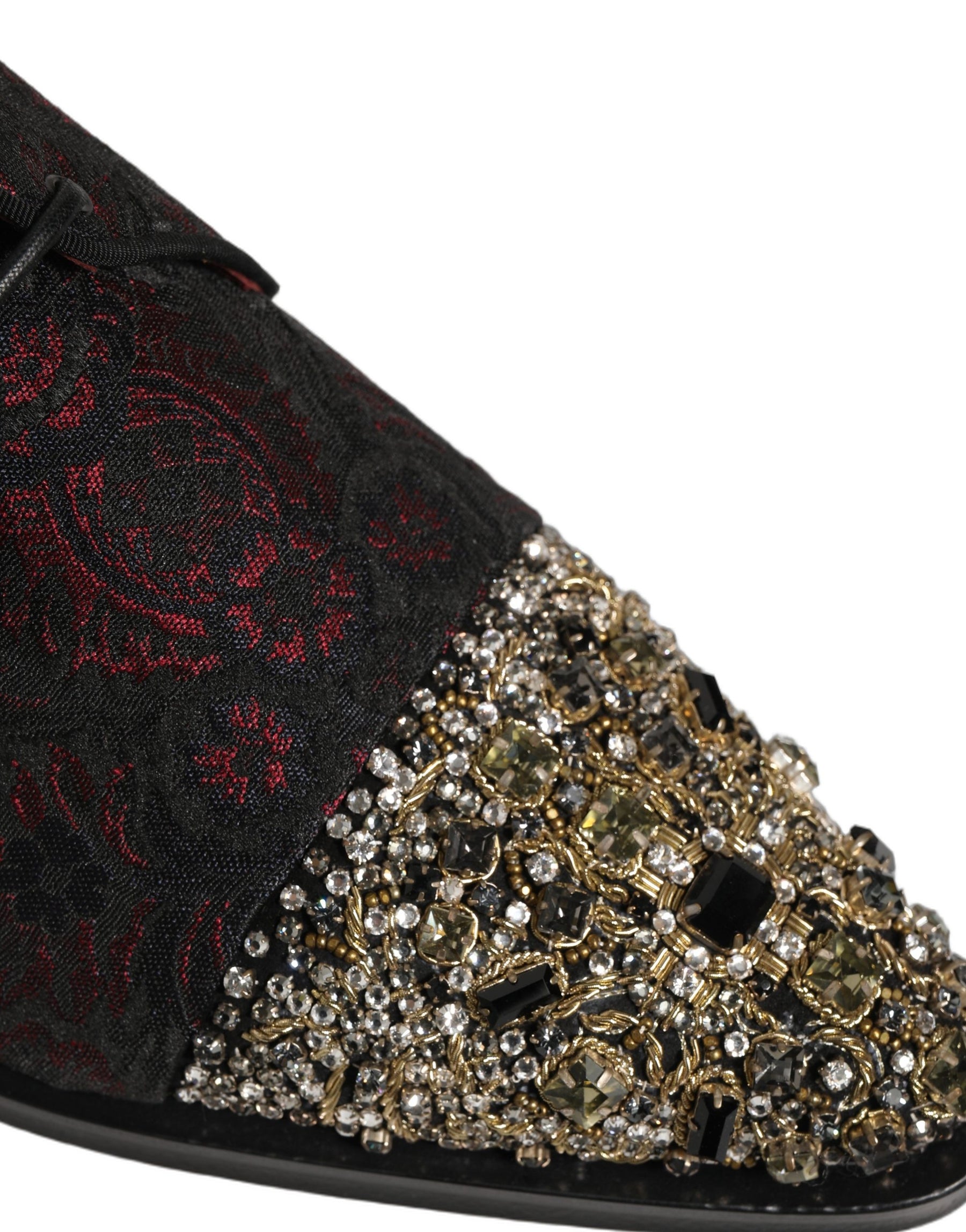 Dolce & Gabbana Black Red Embellished Derby Dress Formal Shoes | Regal Royce