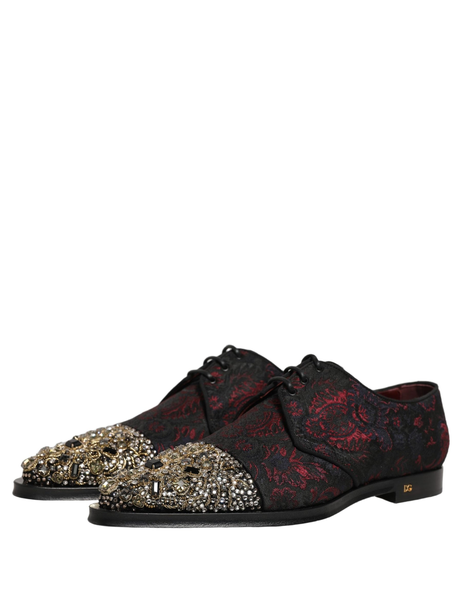 Dolce & Gabbana Black Red Embellished Derby Dress Formal Shoes | Regal Royce