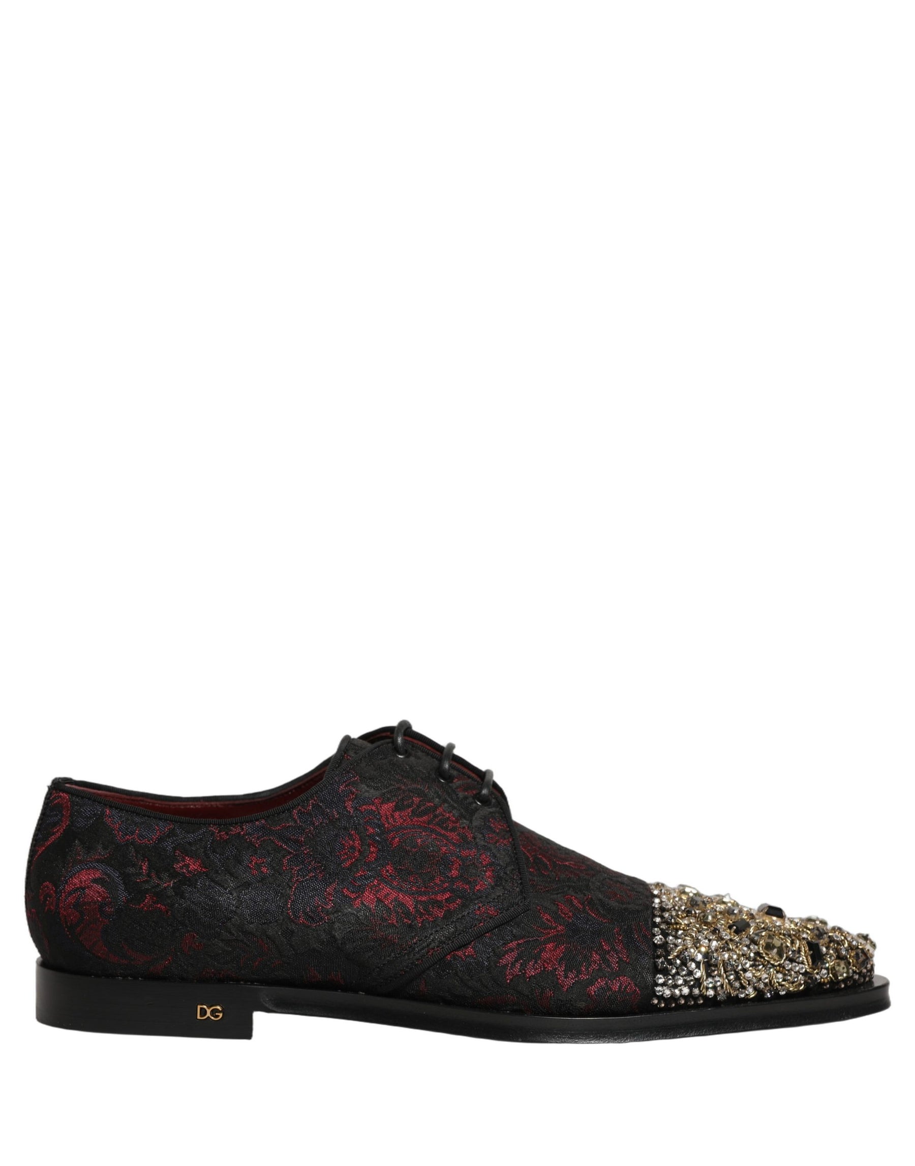 Dolce & Gabbana Black Red Embellished Derby Dress Formal Shoes | Regal Royce