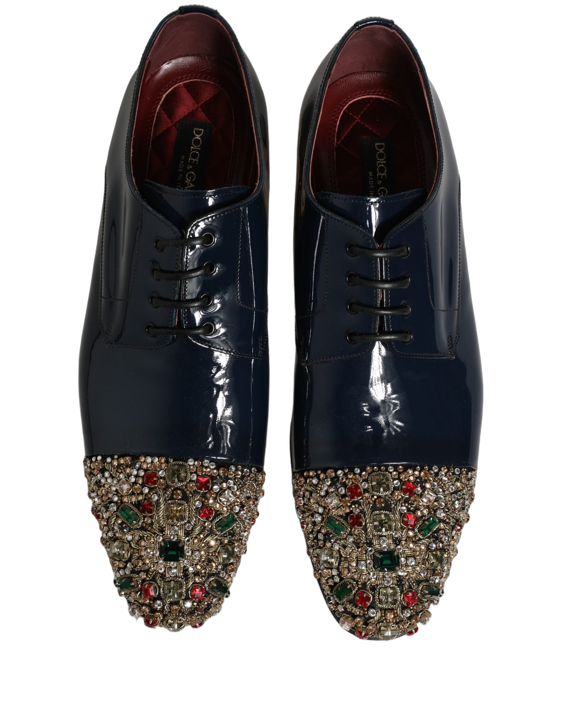 Dolce & Gabbana Blue Embellished Men Derby Dress Formal Shoes | Regal Royce