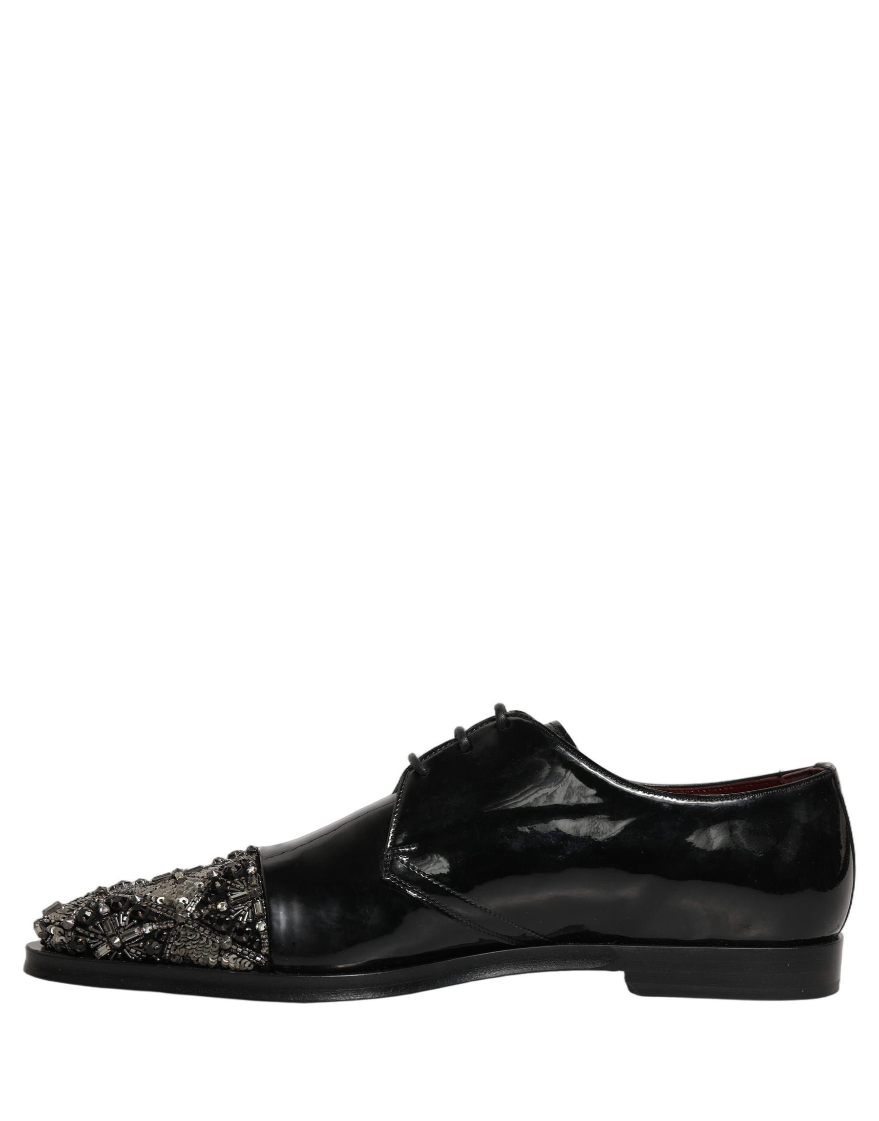 Dolce & Gabbana Black Embellished Men Derby Dress Formal Shoes | Regal Royce