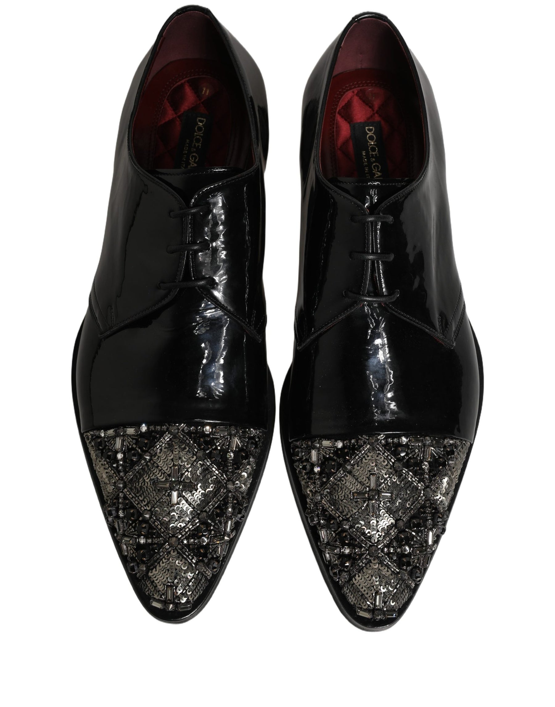 Dolce & Gabbana Black Embellished Derby Dress Formal Shoes | Regal Royce