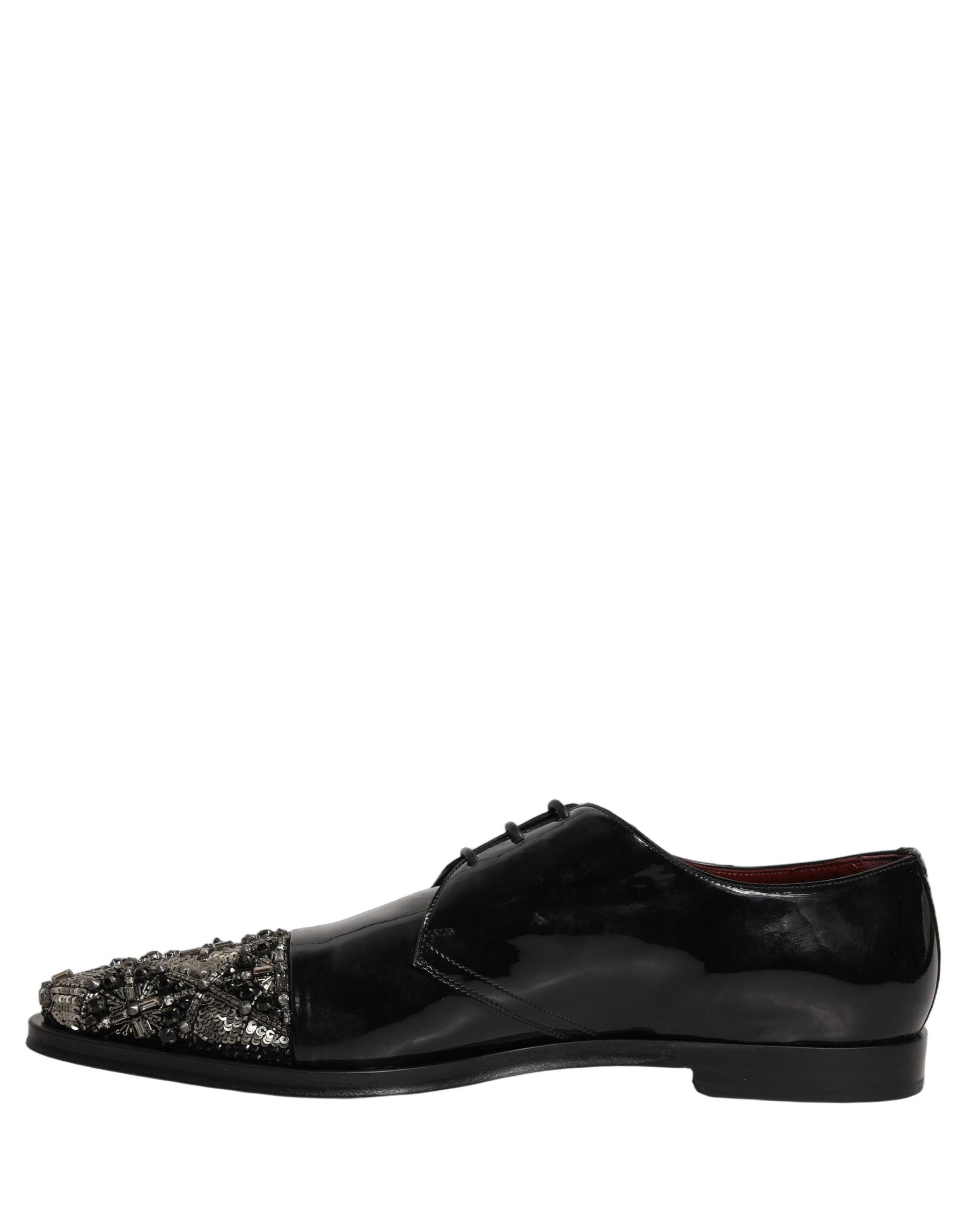 Dolce & Gabbana Black Embellished Derby Dress Formal Shoes | Regal Royce