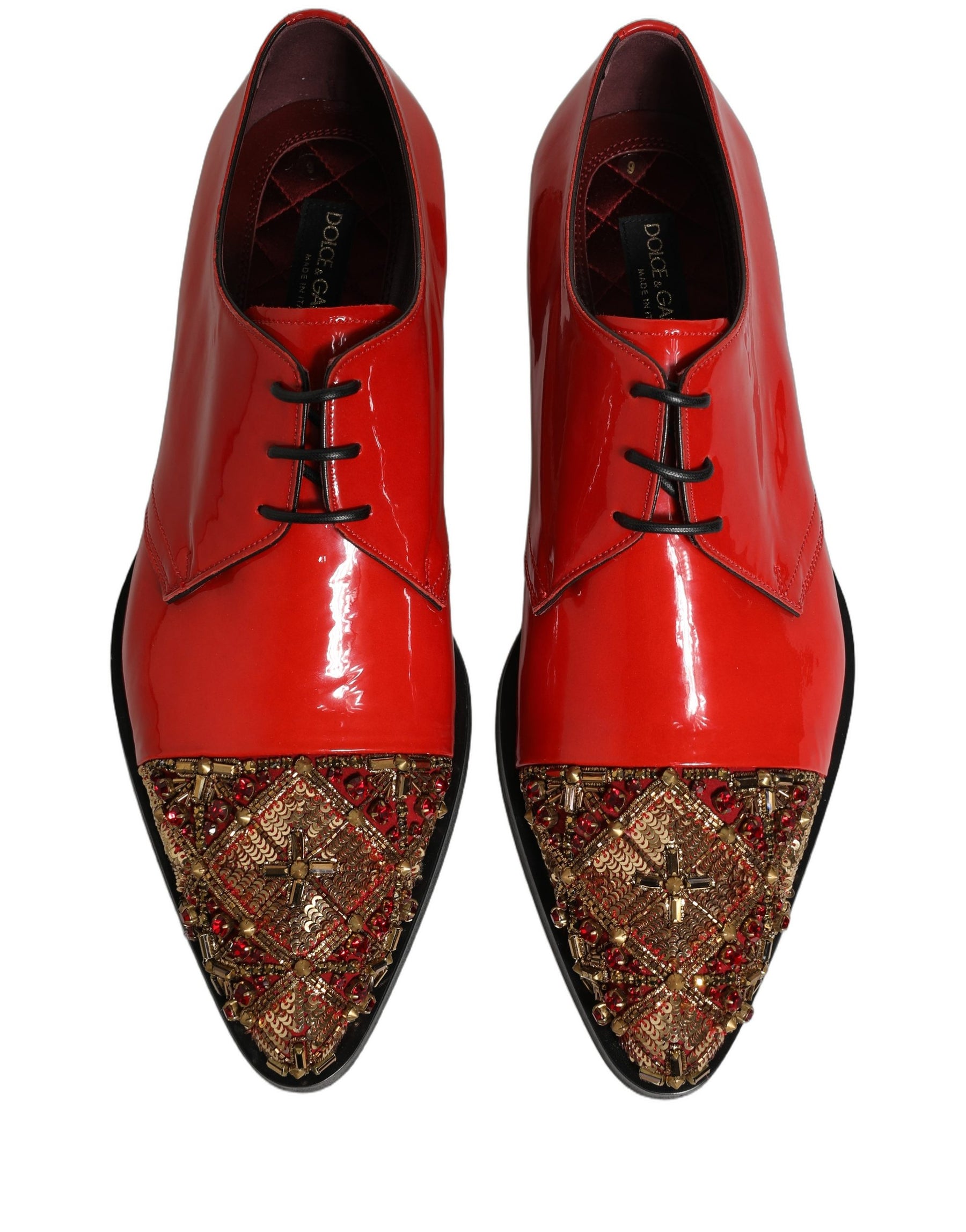 Dolce & Gabbana Red Embellished Men Derby Dress Formal Shoes | Regal Royce