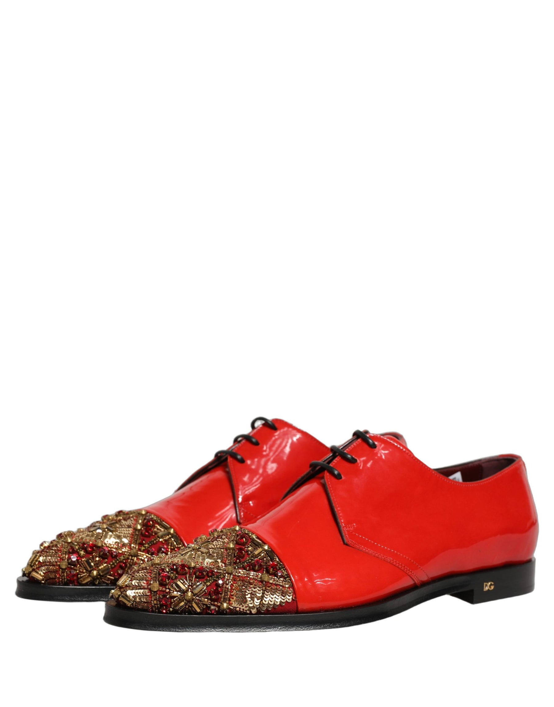 Dolce & Gabbana Red Embellished Men Derby Dress Formal Shoes | Regal Royce