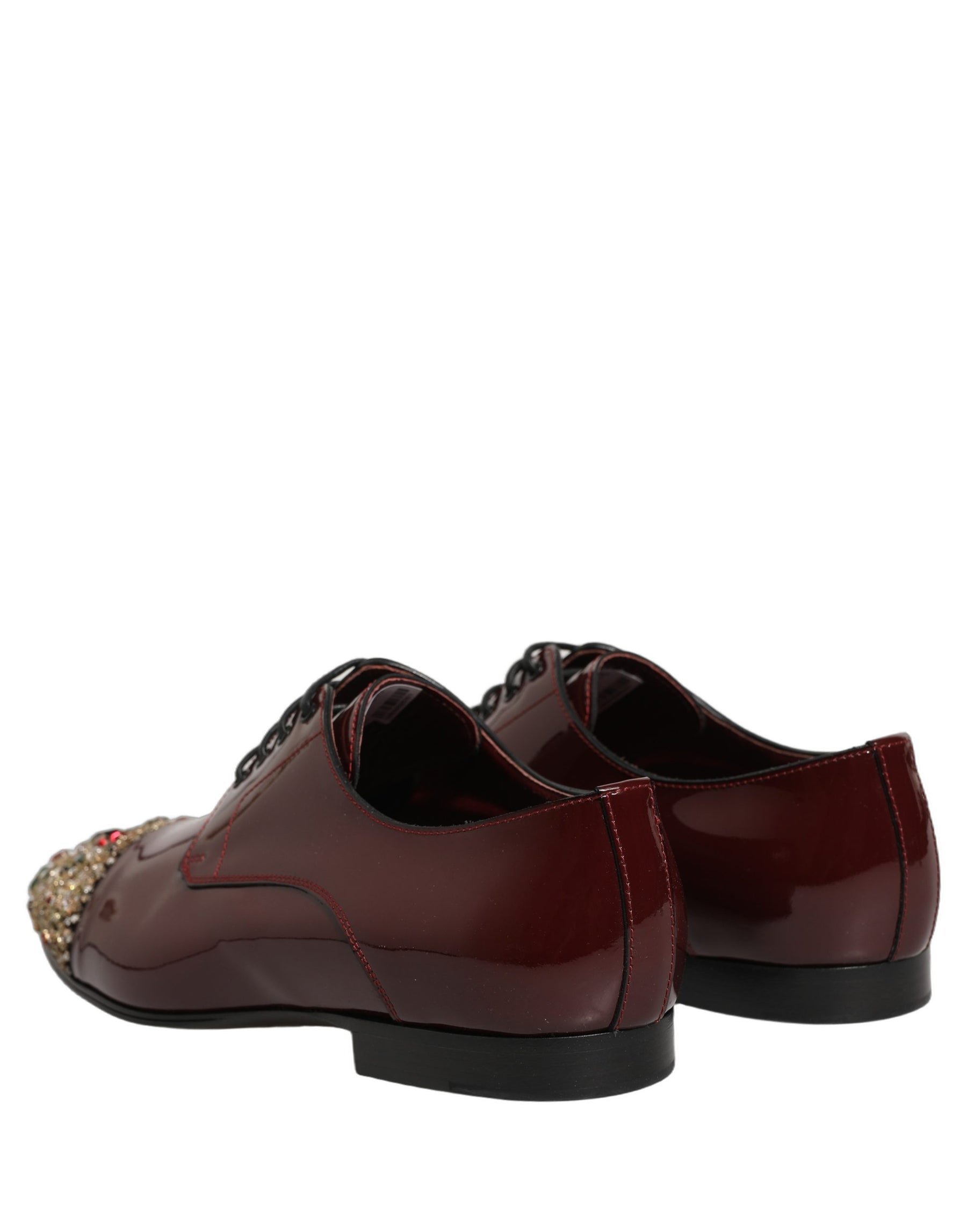 Dolce & Gabbana Maroon Embellished Derby Dress Formal Shoes | Regal Royce