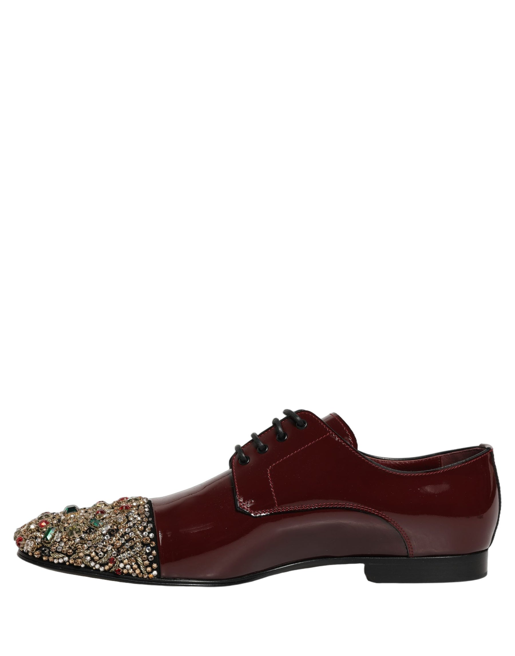 Dolce & Gabbana Maroon Embellished Derby Dress Formal Shoes | Regal Royce