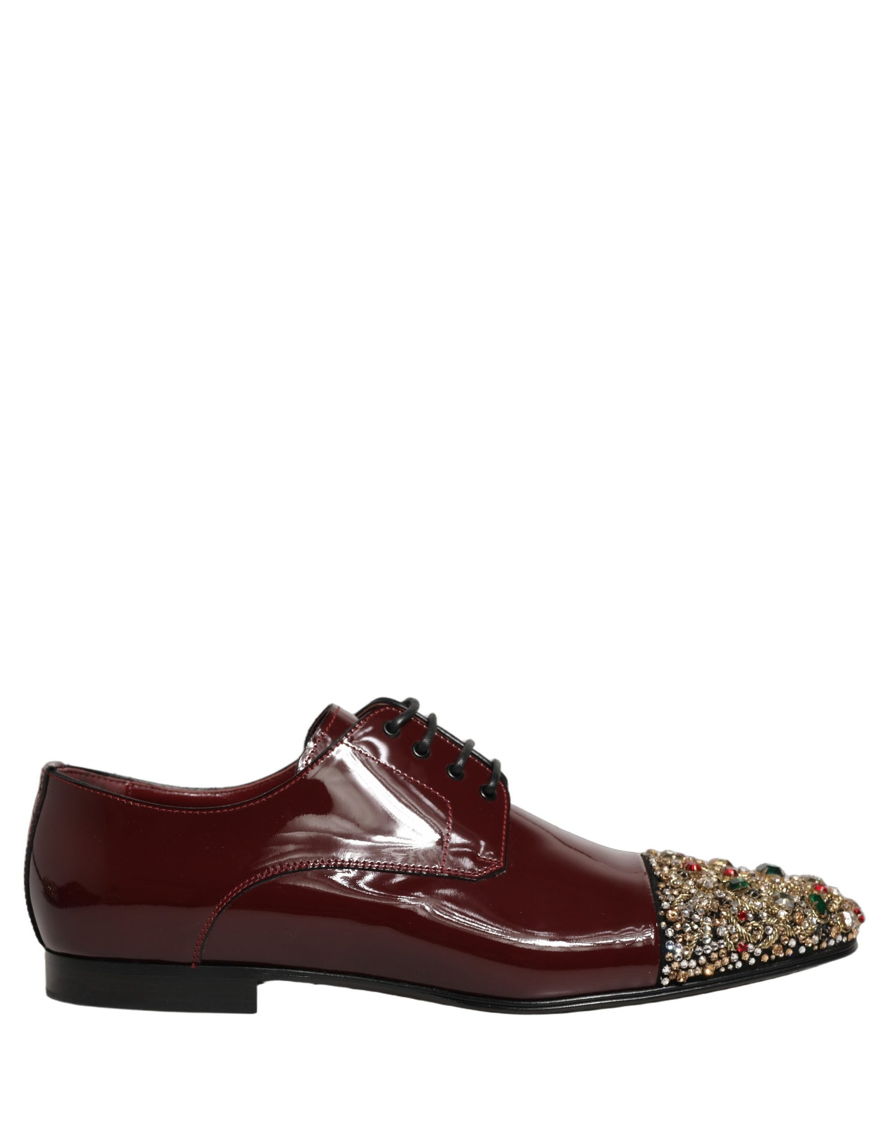 Dolce & Gabbana Maroon Embellished Derby Dress Formal Shoes | Regal Royce