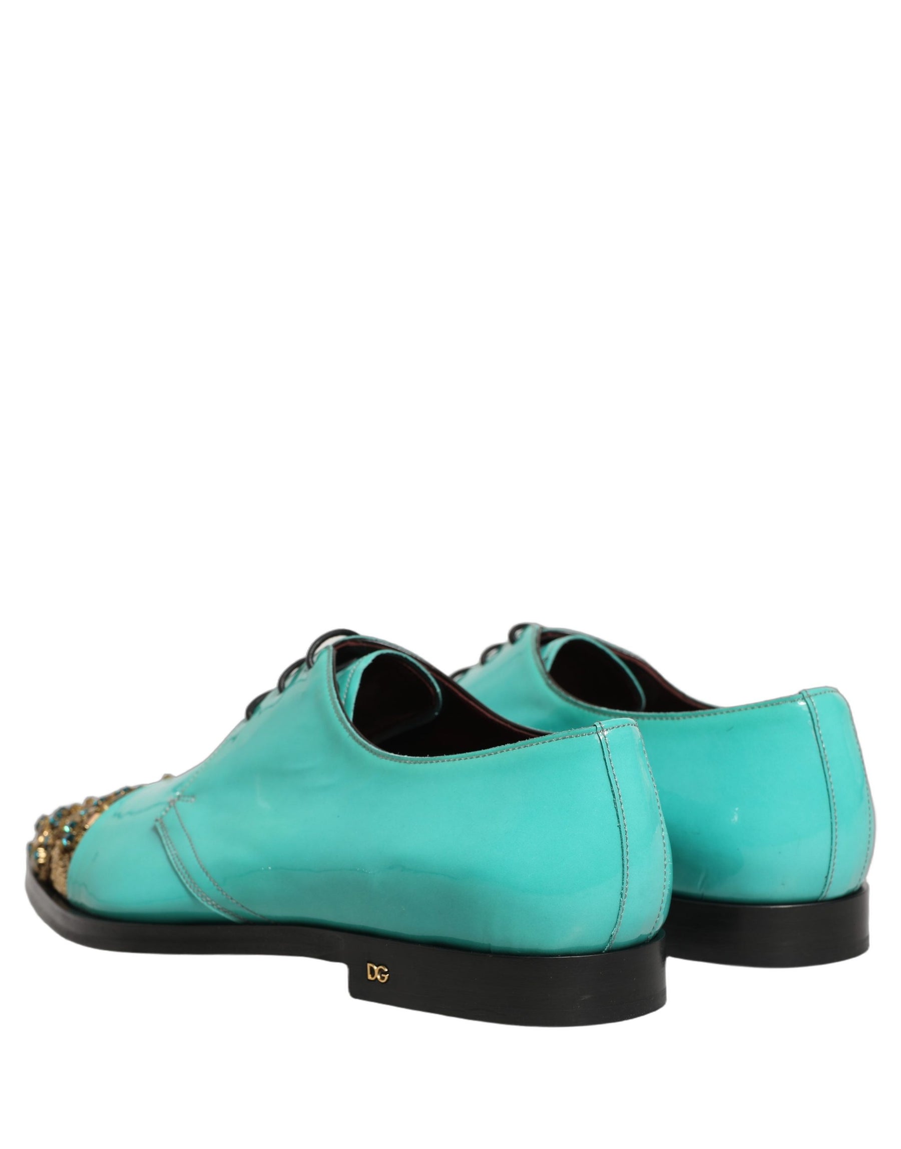 Dolce & Gabbana Aqua Blue Embellished Derby Dress Formal Shoes | Regal Royce