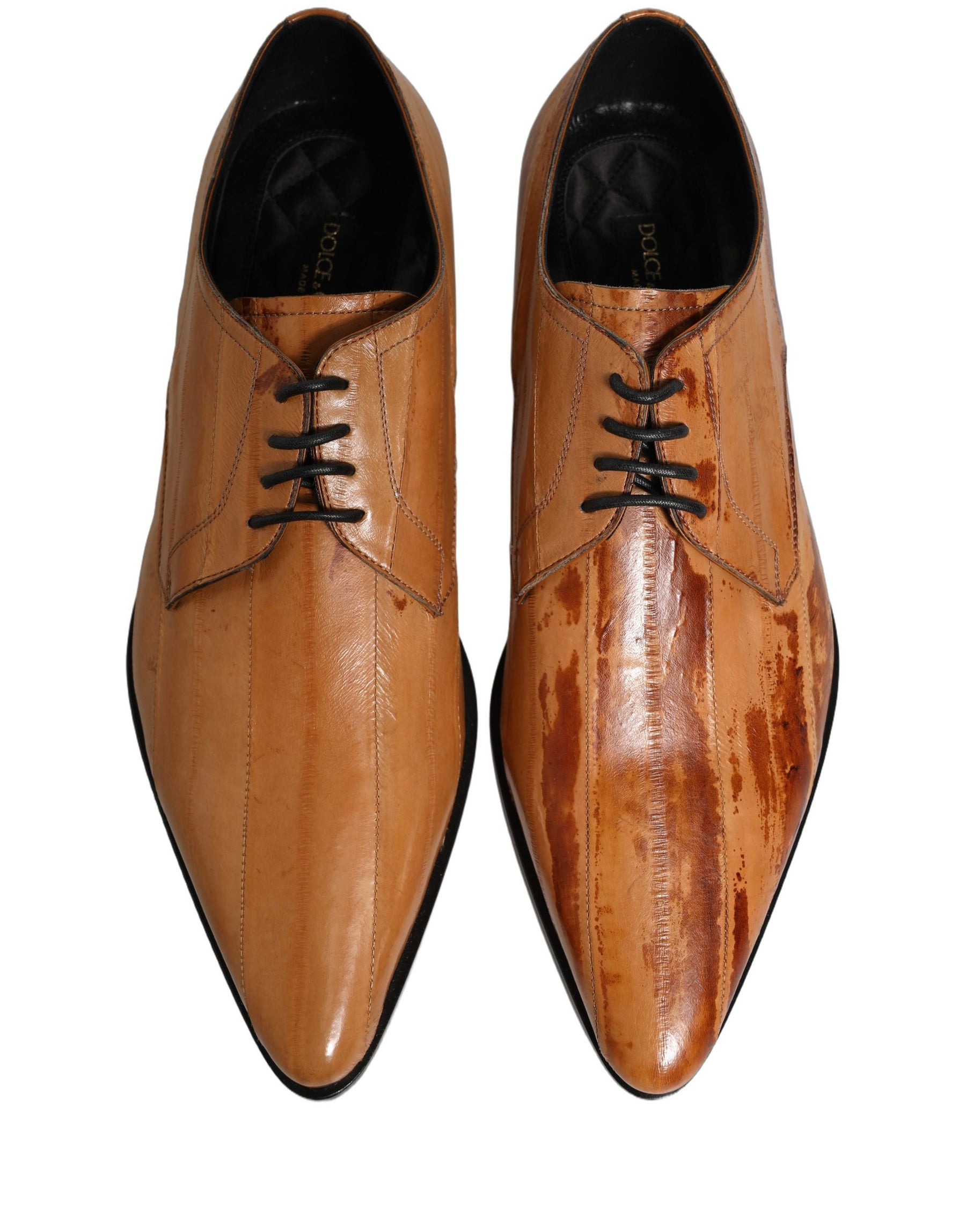 Dolce & Gabbana Brown Leather Lace Up Men Derby Dress Shoes | Regal Royce
