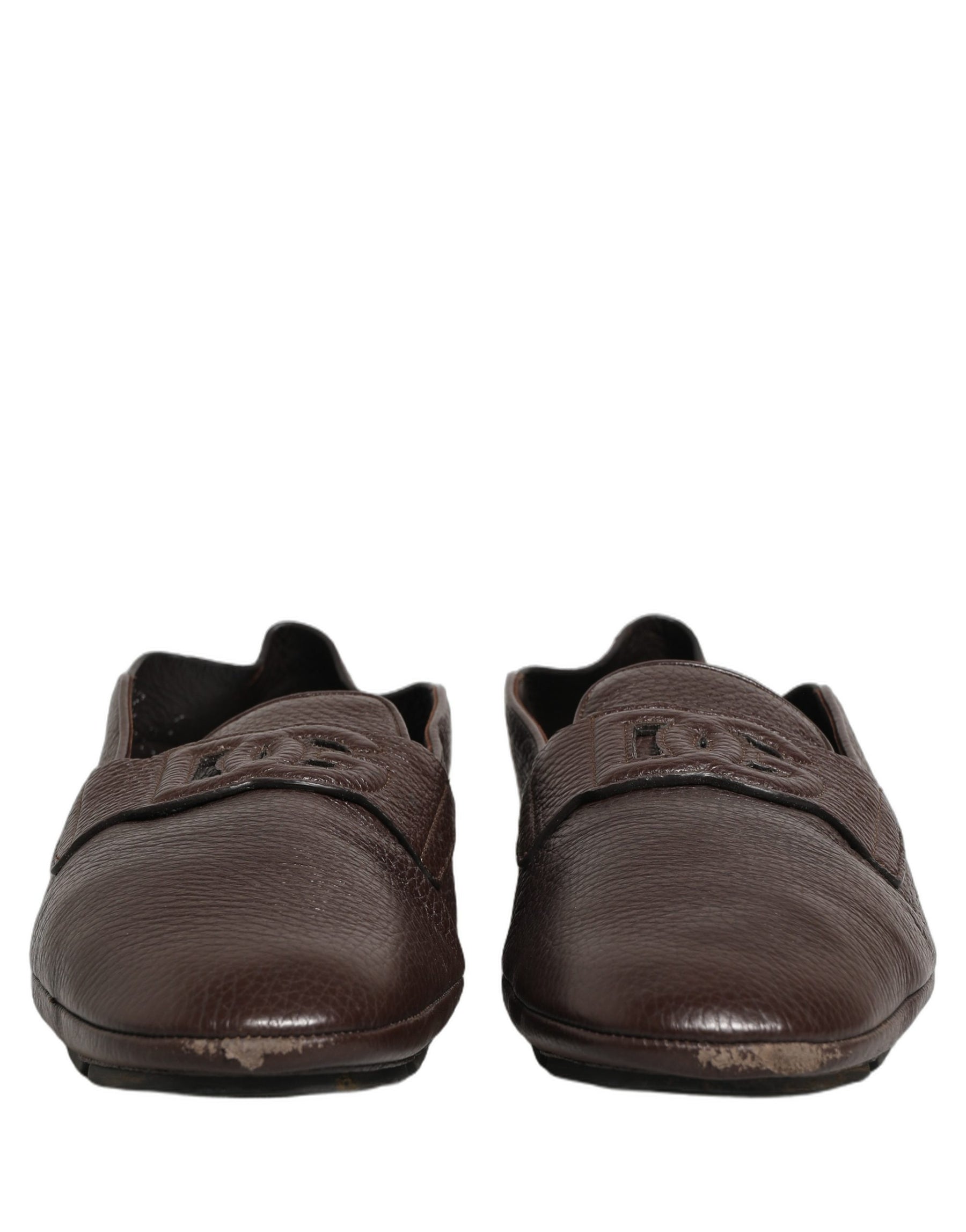 Dolce & Gabbana Brown Deerskin Leather Driver Loafers Shoes | Regal Royce