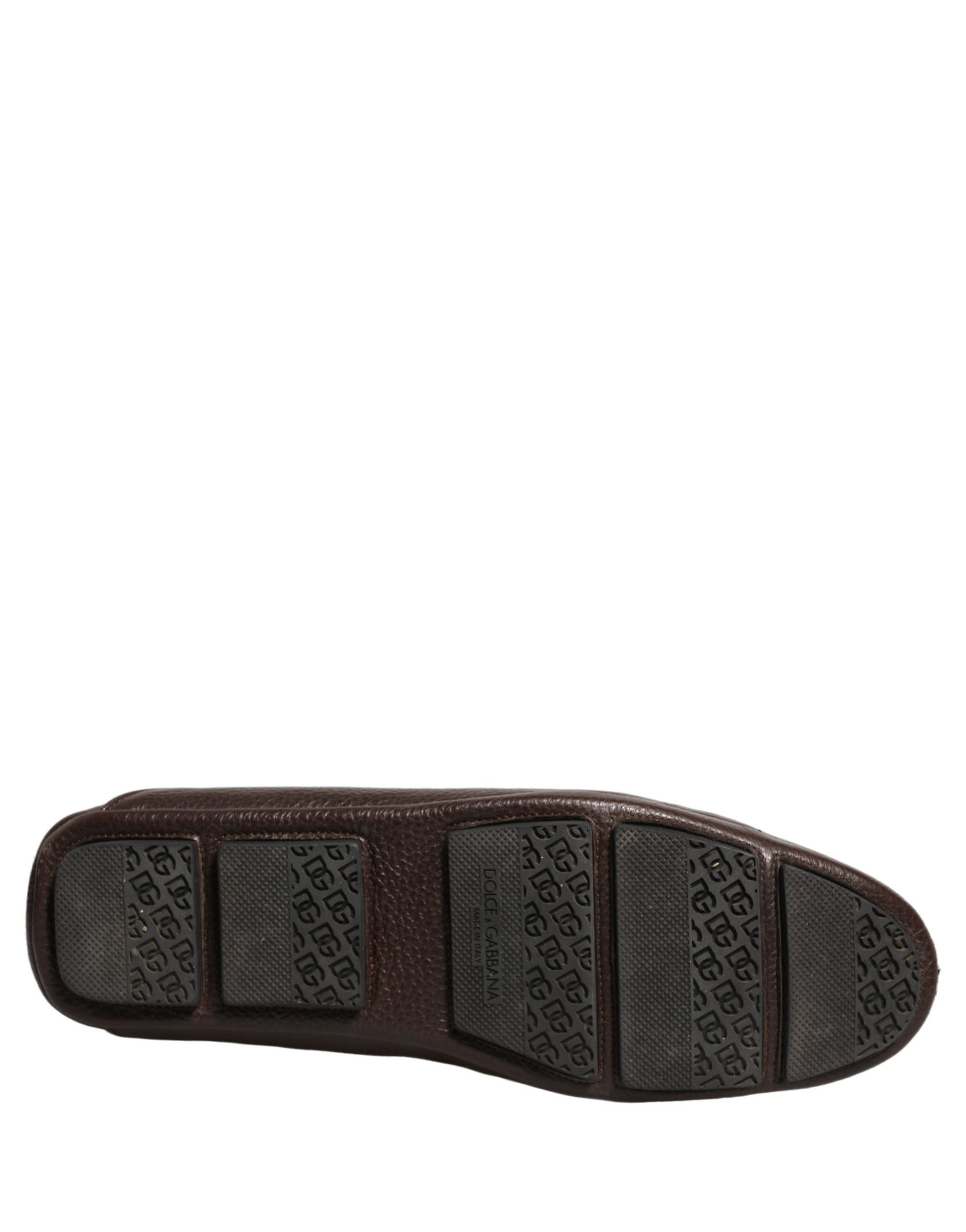 Dolce & Gabbana Brown Deerskin Leather Driver Loafers Shoes | Regal Royce