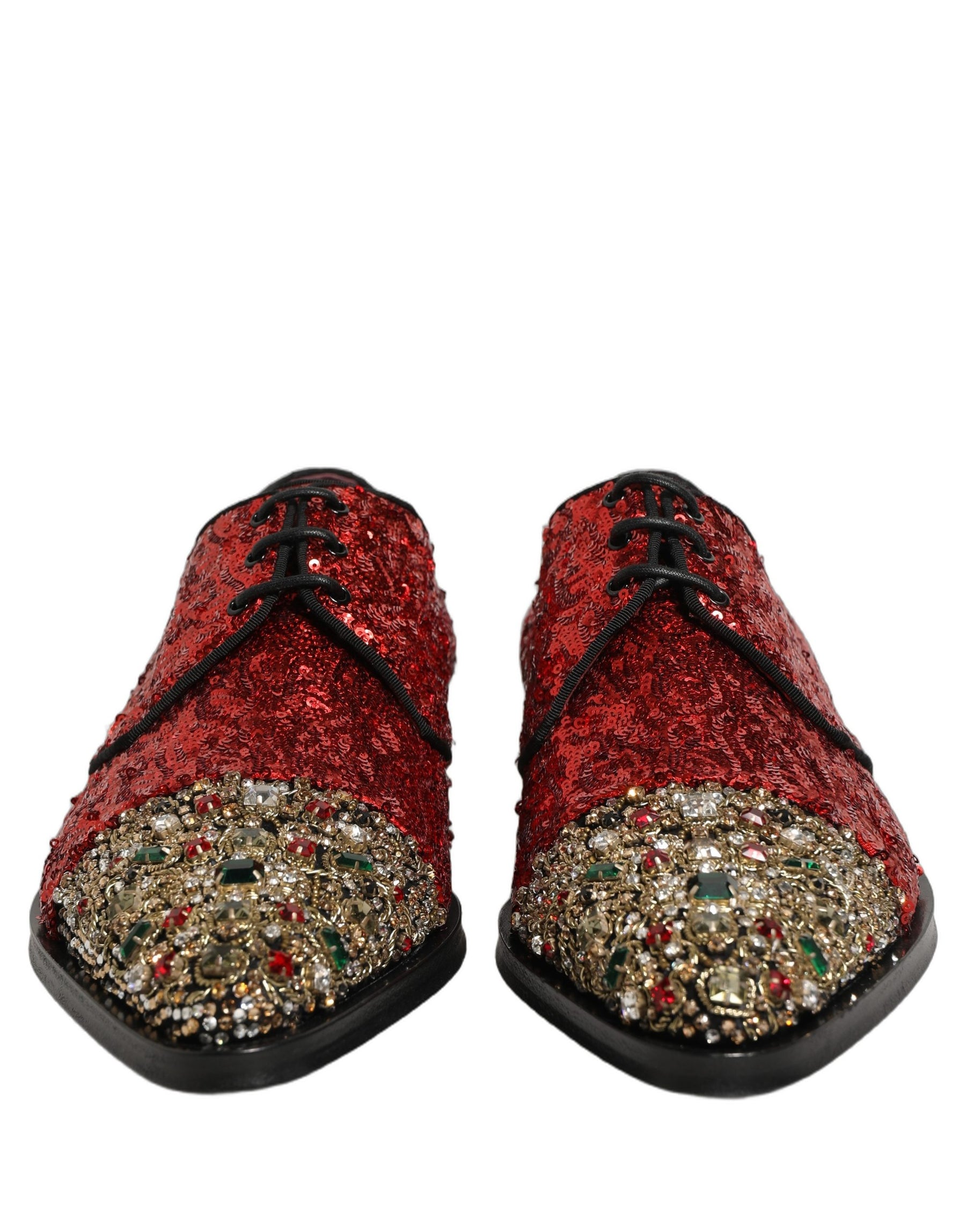 Dolce & Gabbana Red Sequin Embellished Men Derby Dress Shoes | Regal Royce