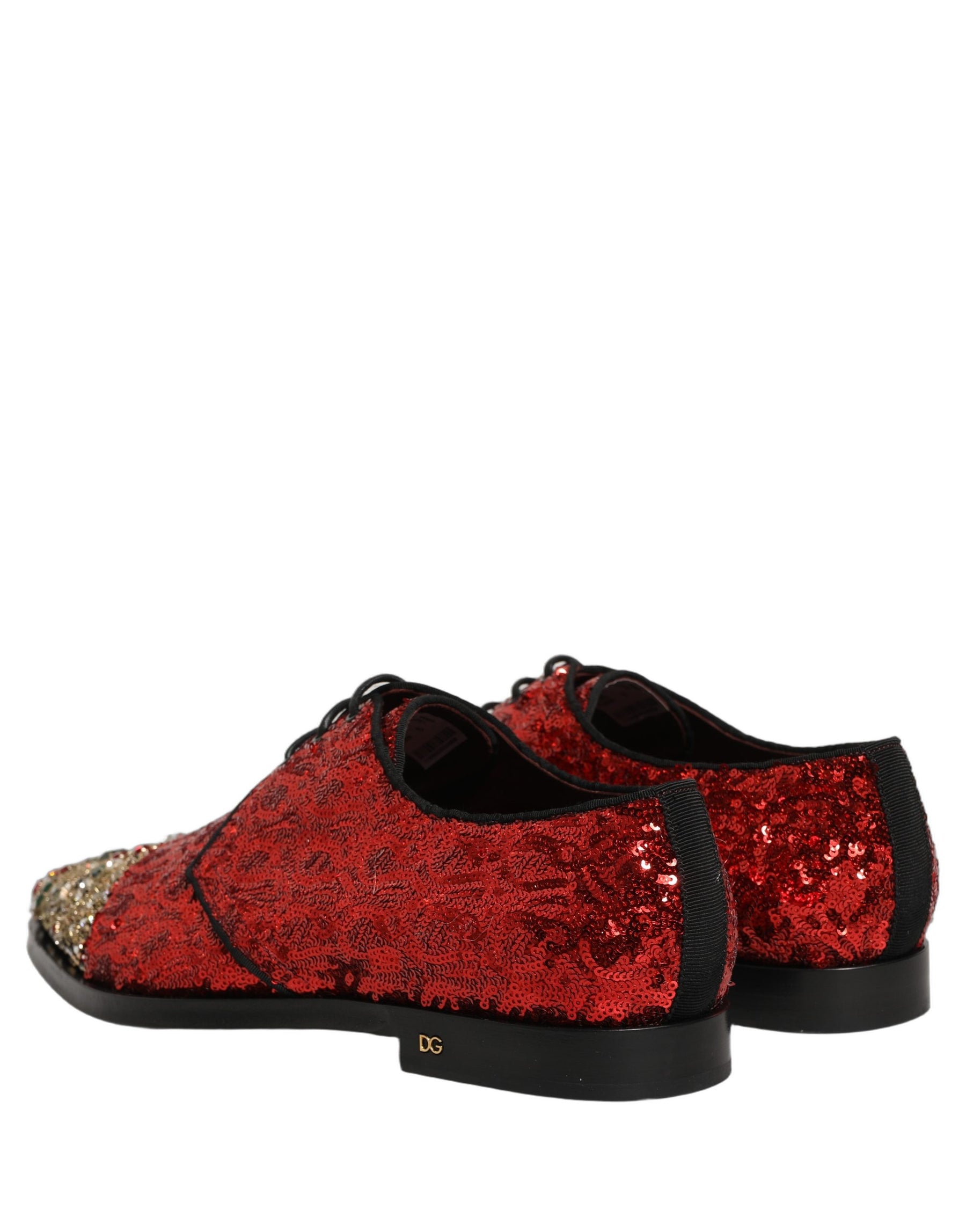 Dolce & Gabbana Red Sequin Embellished Men Derby Dress Shoes | Regal Royce